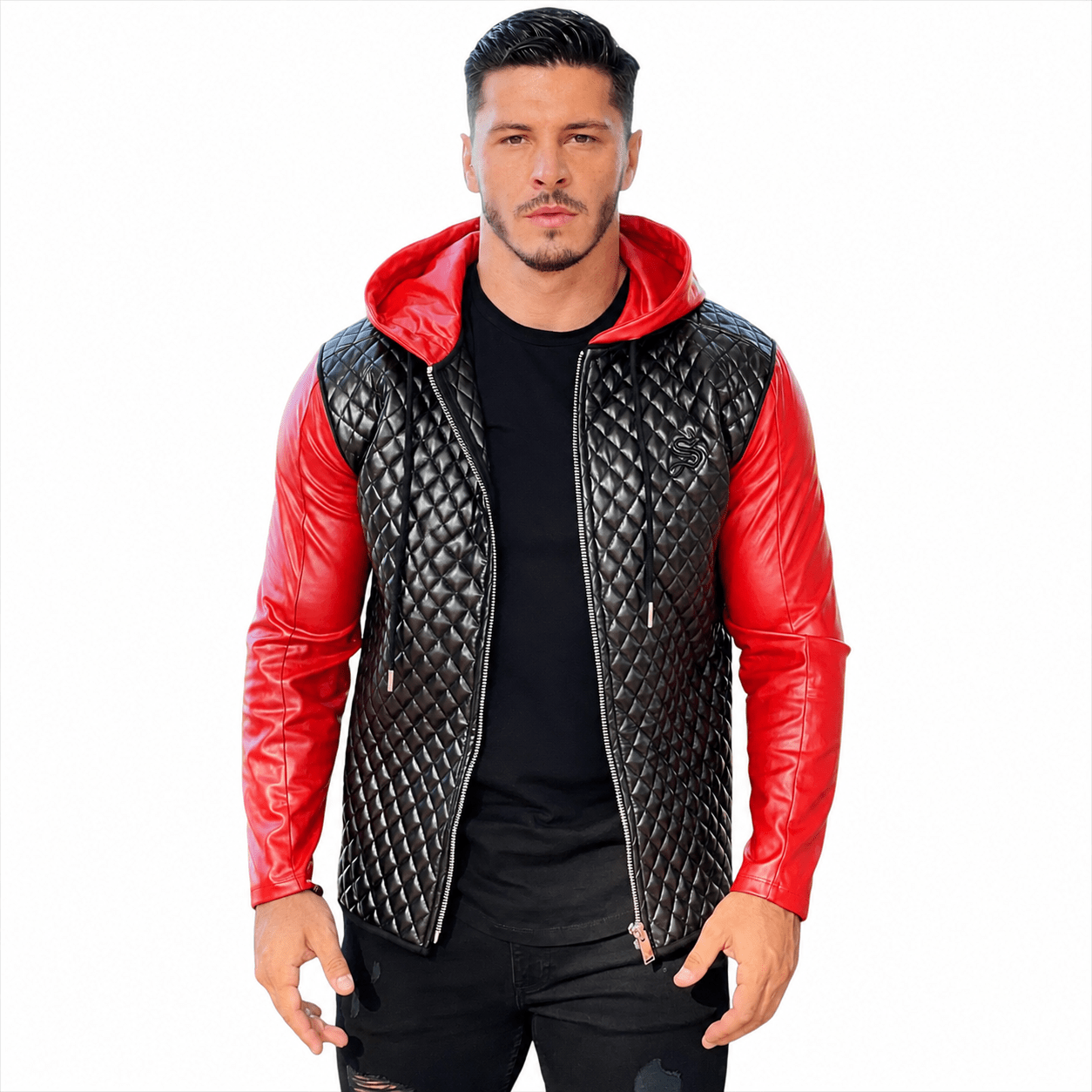 Robin 3 - Black/Red Jacket for Men - Sarman Fashion - Wholesale Clothing Fashion Brand for Men from Canada