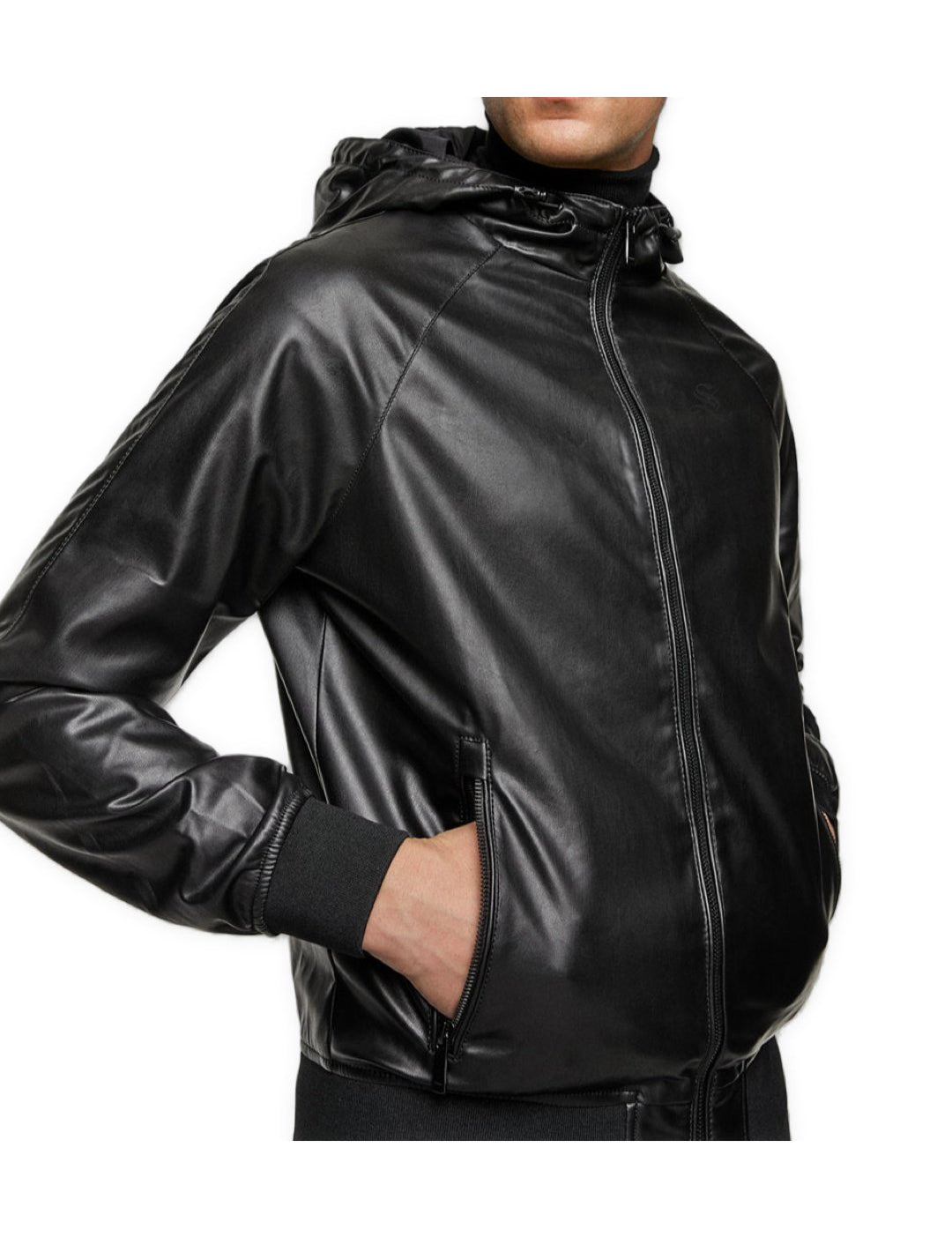 Rubikol - Pu Leather Hoodie for Men - Sarman Fashion - Wholesale Clothing Fashion Brand for Men from Canada