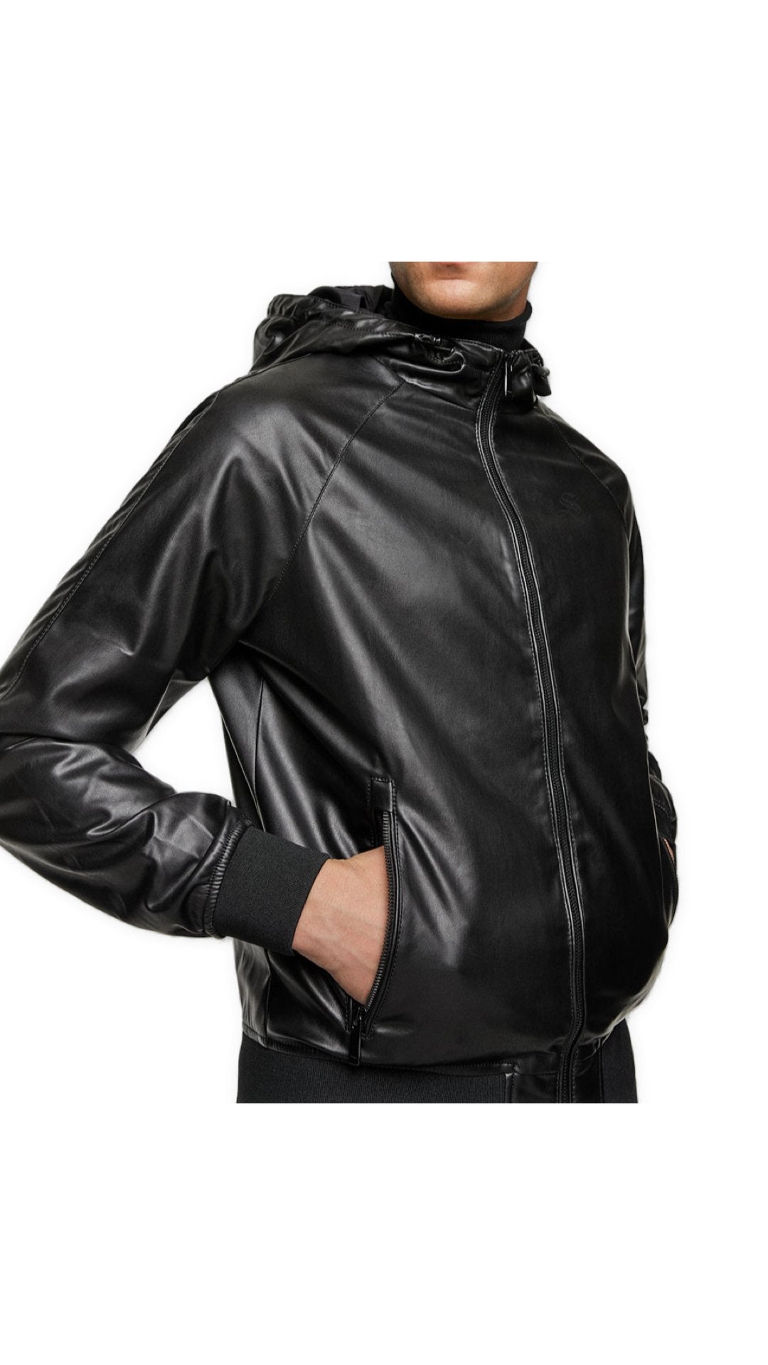Rubikol - Pu Leather Hoodie for Men - Sarman Fashion - Wholesale Clothing Fashion Brand for Men from Canada