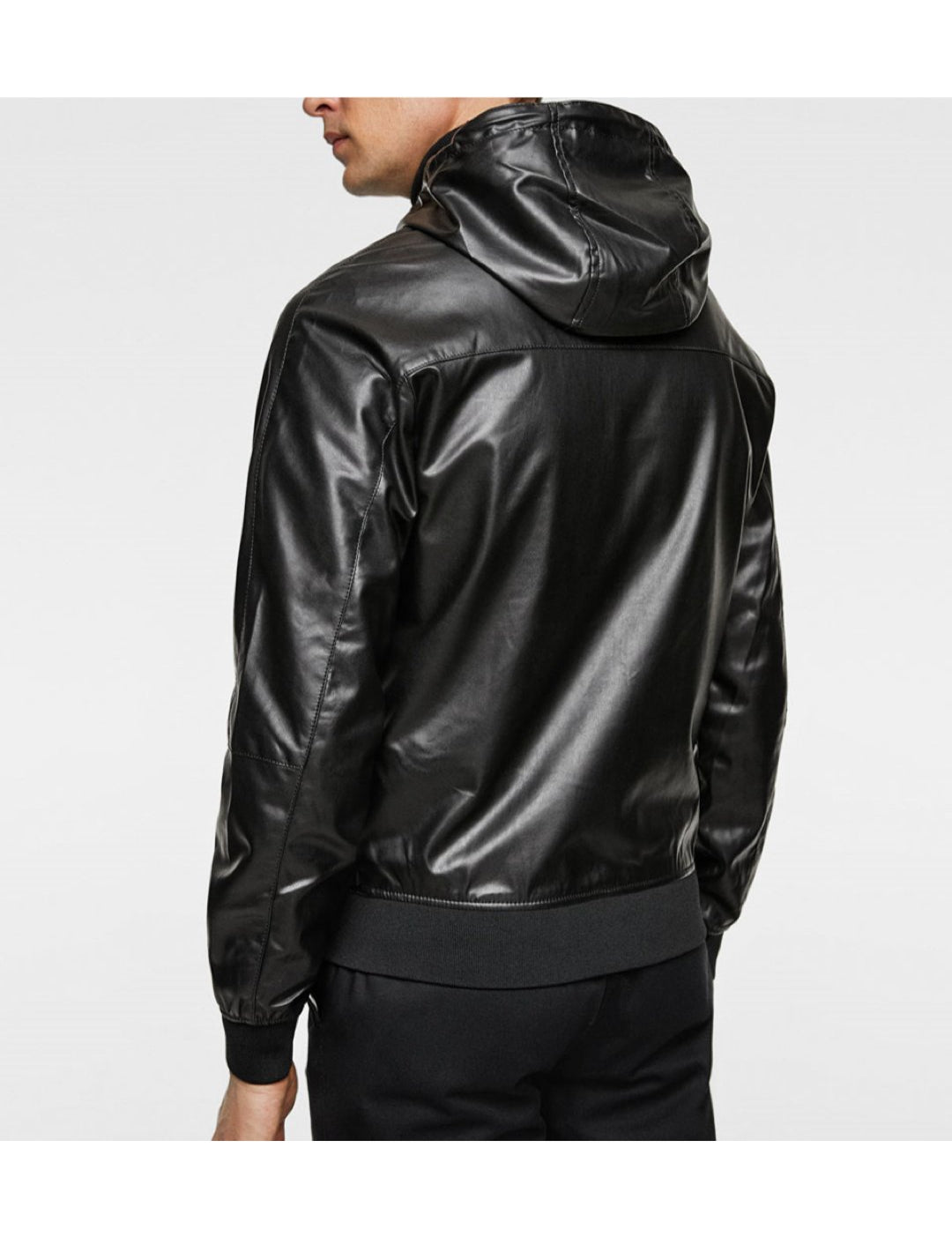 Rubikol - Pu Leather Hoodie for Men - Sarman Fashion - Wholesale Clothing Fashion Brand for Men from Canada