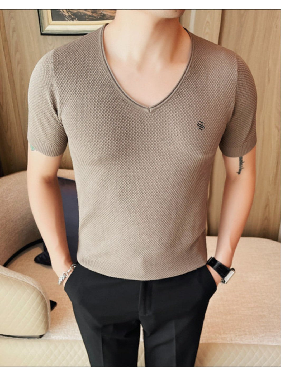 Runima - V -Neck T-Shirt for Men - Sarman Fashion - Wholesale Clothing Fashion Brand for Men from Canada