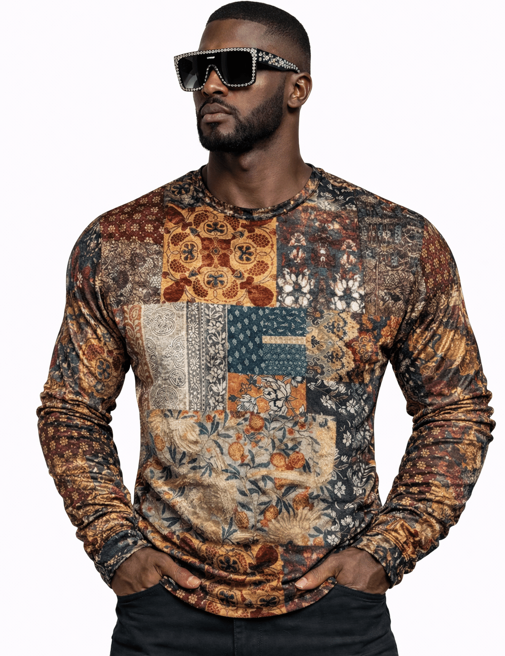 SaeRoz 10 - Velvet Long Sleeves Shirt for Men - Sarman Fashion - Wholesale Clothing Fashion Brand for Men from Canada