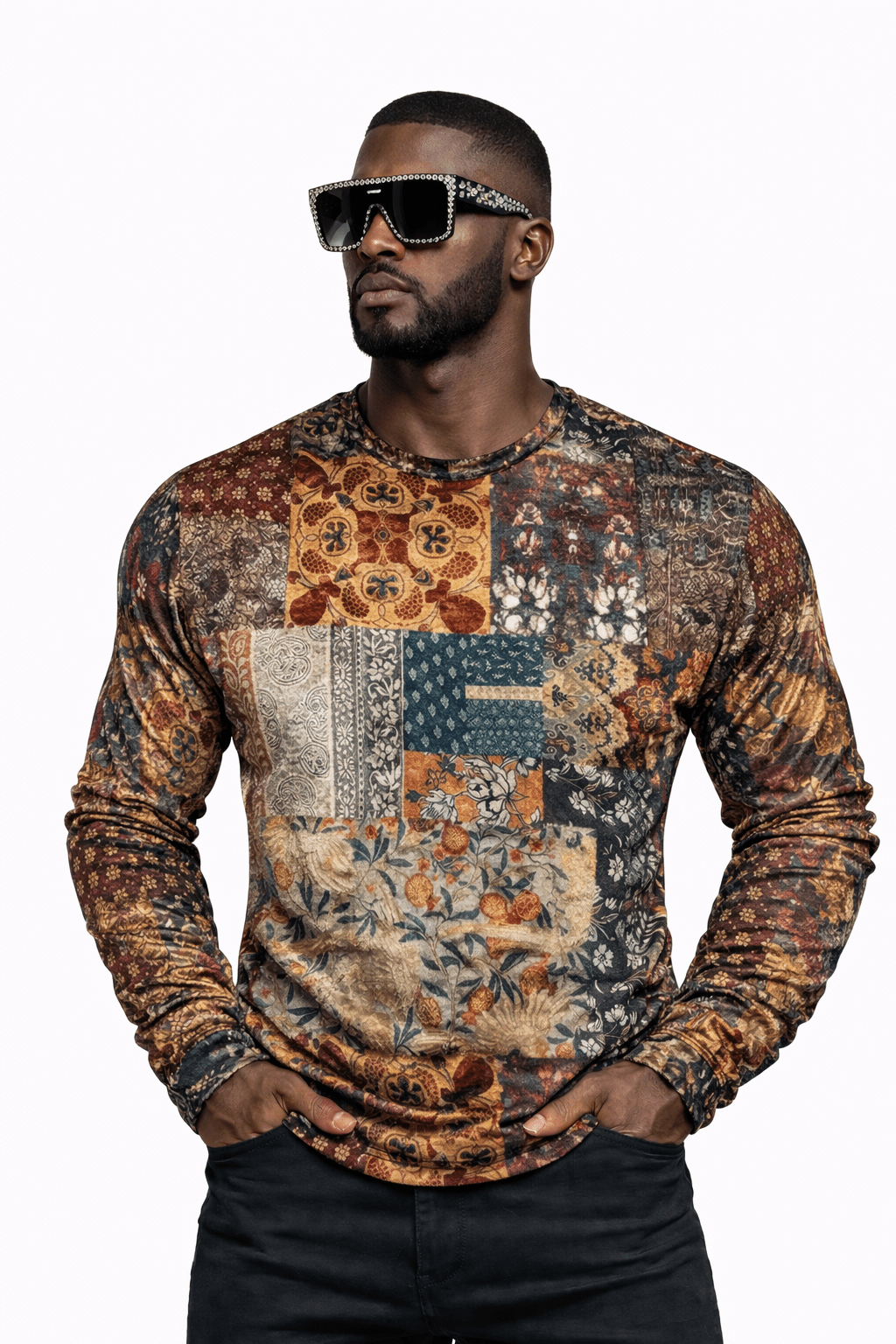 SaeRoz 10 - Velvet Long Sleeves Shirt for Men - Sarman Fashion - Wholesale Clothing Fashion Brand for Men from Canada