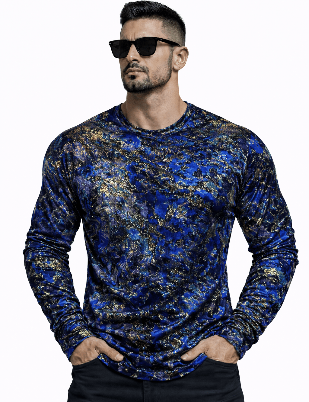 SaeRoz 28 - Velvet Long Sleeves Shirt for Men - Sarman Fashion - Wholesale Clothing Fashion Brand for Men from Canada