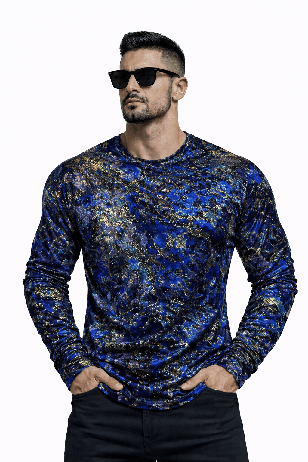 SaeRoz 28 - Velvet Long Sleeves Shirt for Men - Sarman Fashion - Wholesale Clothing Fashion Brand for Men from Canada