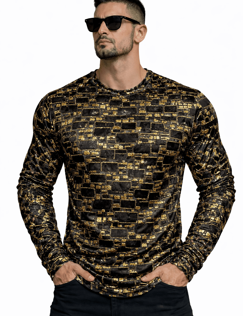 SaeRoz 29 - Velvet Long Sleeves Shirt for Men - Sarman Fashion - Wholesale Clothing Fashion Brand for Men from Canada