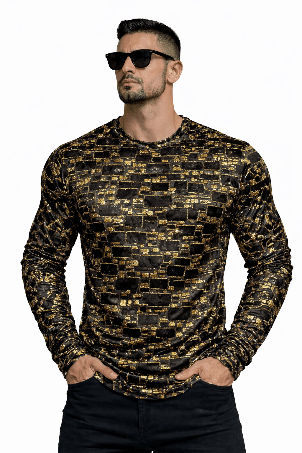 SaeRoz 29 - Velvet Long Sleeves Shirt for Men - Sarman Fashion - Wholesale Clothing Fashion Brand for Men from Canada