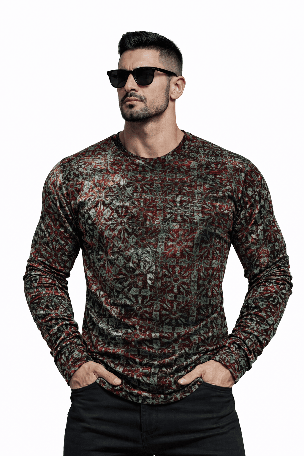 SaeRoz 3 - Velvet Long Sleeves Shirt for Men - Sarman Fashion - Wholesale Clothing Fashion Brand for Men from Canada