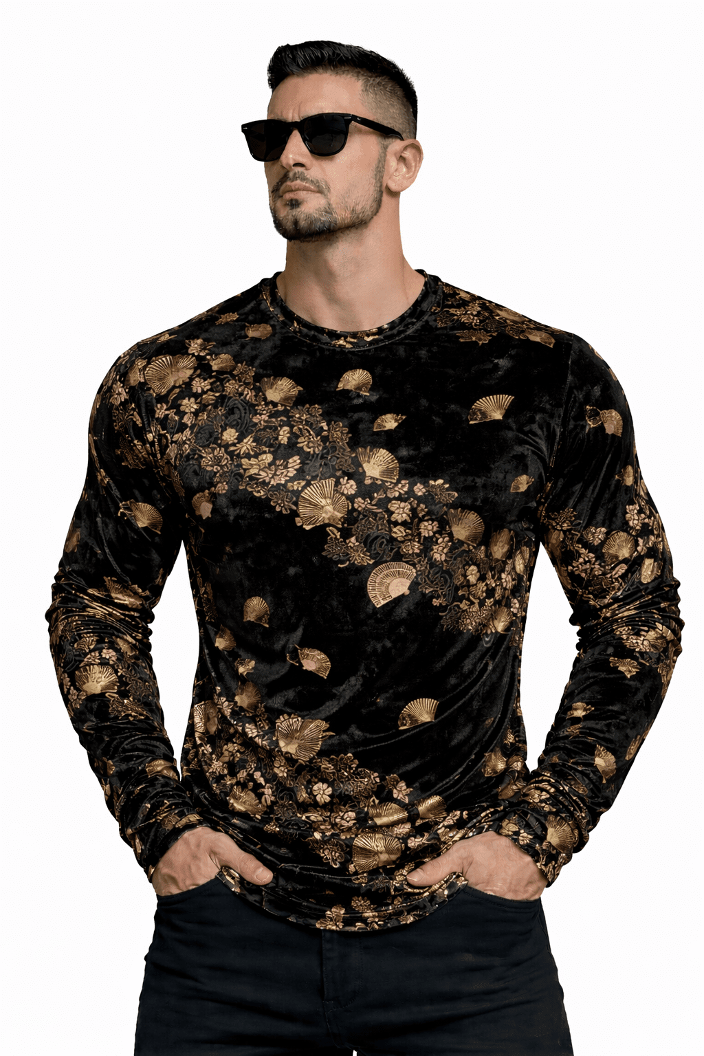 SaeRoz 30 - Velvet Long Sleeves Shirt for Men - Sarman Fashion - Wholesale Clothing Fashion Brand for Men from Canada
