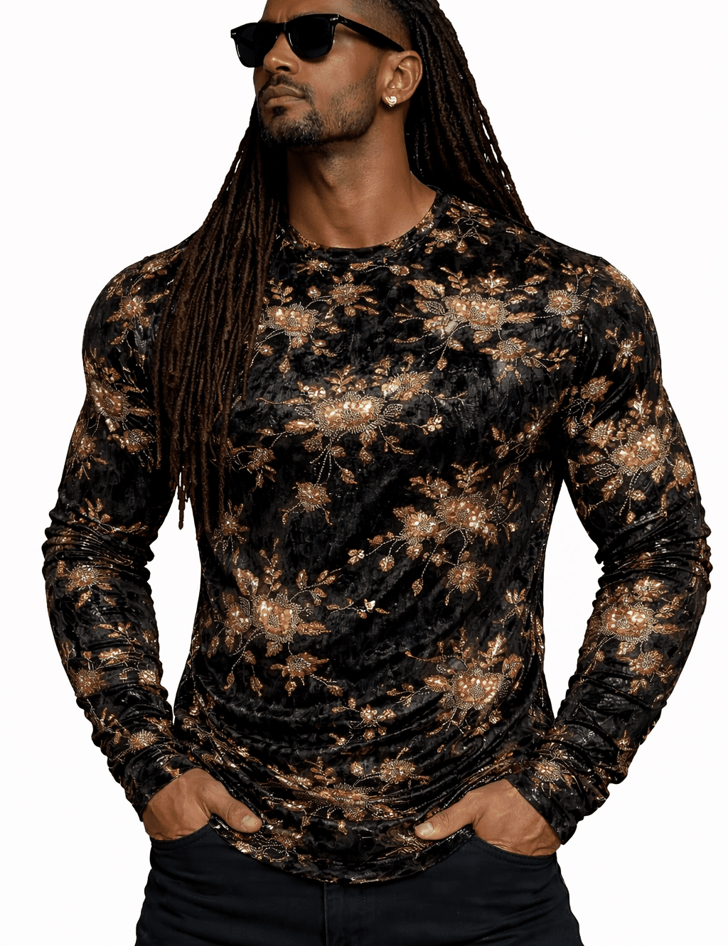 SaeRoz 36 - Velvet Long Sleeves Shirt for Men - Sarman Fashion - Wholesale Clothing Fashion Brand for Men from Canada