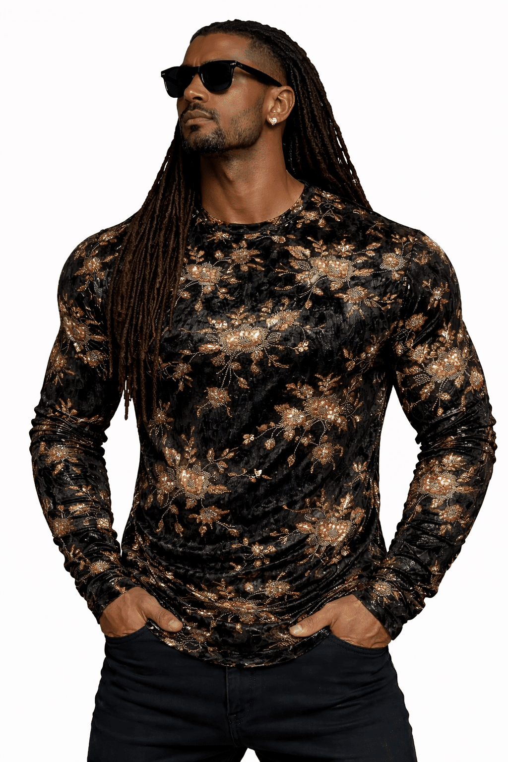 SaeRoz 36 - Velvet Long Sleeves Shirt for Men - Sarman Fashion - Wholesale Clothing Fashion Brand for Men from Canada