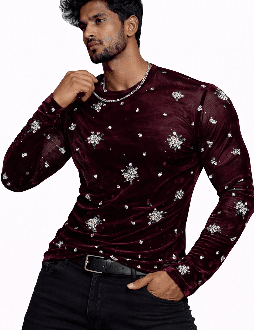 SaeRoz 51 - Velvet Long Sleeves Shirt for Men - Sarman Fashion - Wholesale Clothing Fashion Brand for Men from Canada