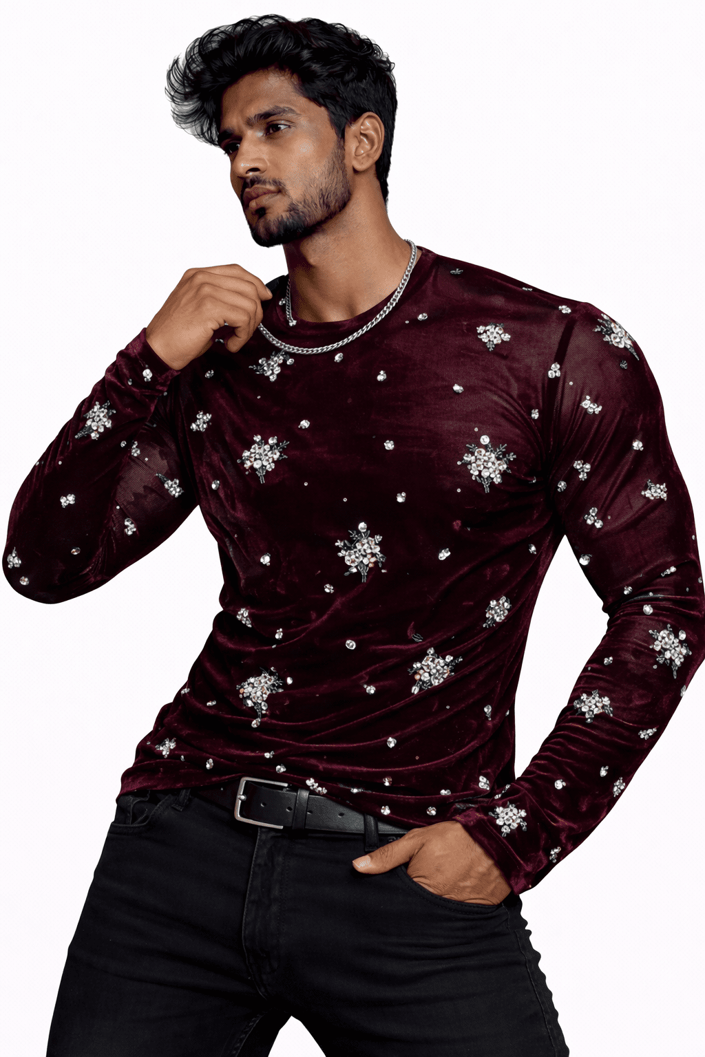 SaeRoz 51 - Velvet Long Sleeves Shirt for Men - Sarman Fashion - Wholesale Clothing Fashion Brand for Men from Canada