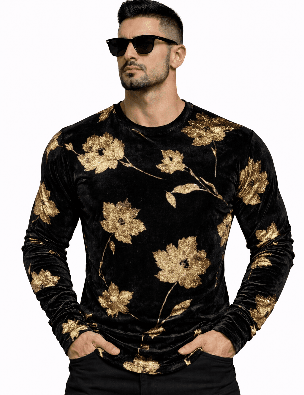 SaeRoz 6 - Velvet Long Sleeves Shirt for Men - Sarman Fashion - Wholesale Clothing Fashion Brand for Men from Canada