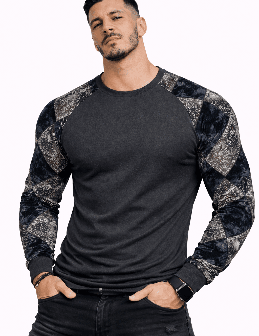SaeRoz 62 - Velvet Long Sleeves Shirt for Men - Sarman Fashion - Wholesale Clothing Fashion Brand for Men from Canada