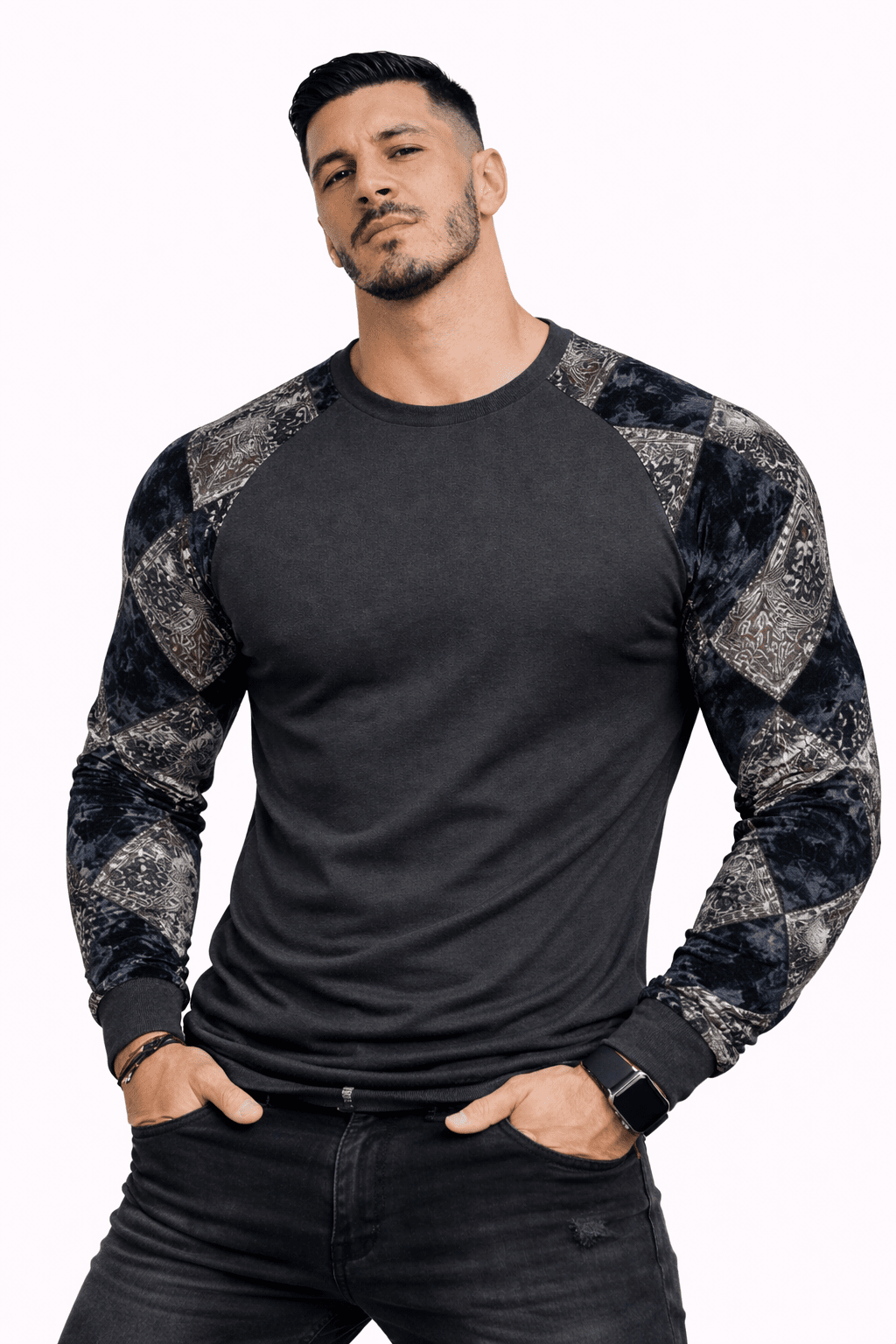 SaeRoz 62 - Velvet Long Sleeves Shirt for Men - Sarman Fashion - Wholesale Clothing Fashion Brand for Men from Canada