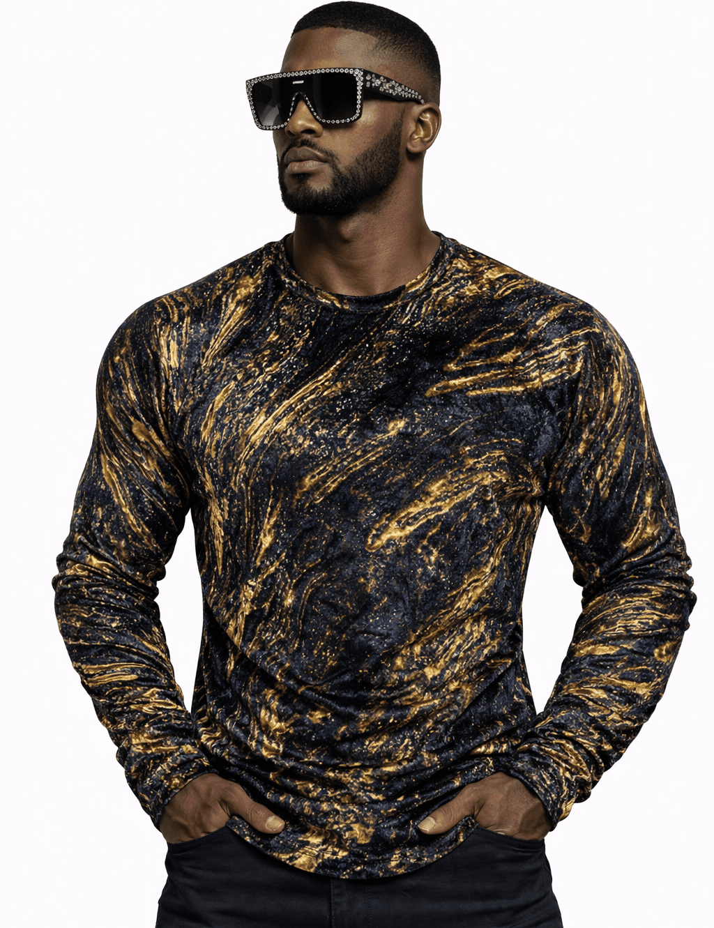 SaeRoz 8 - Velvet Long Sleeves Shirt for Men - Sarman Fashion - Wholesale Clothing Fashion Brand for Men from Canada
