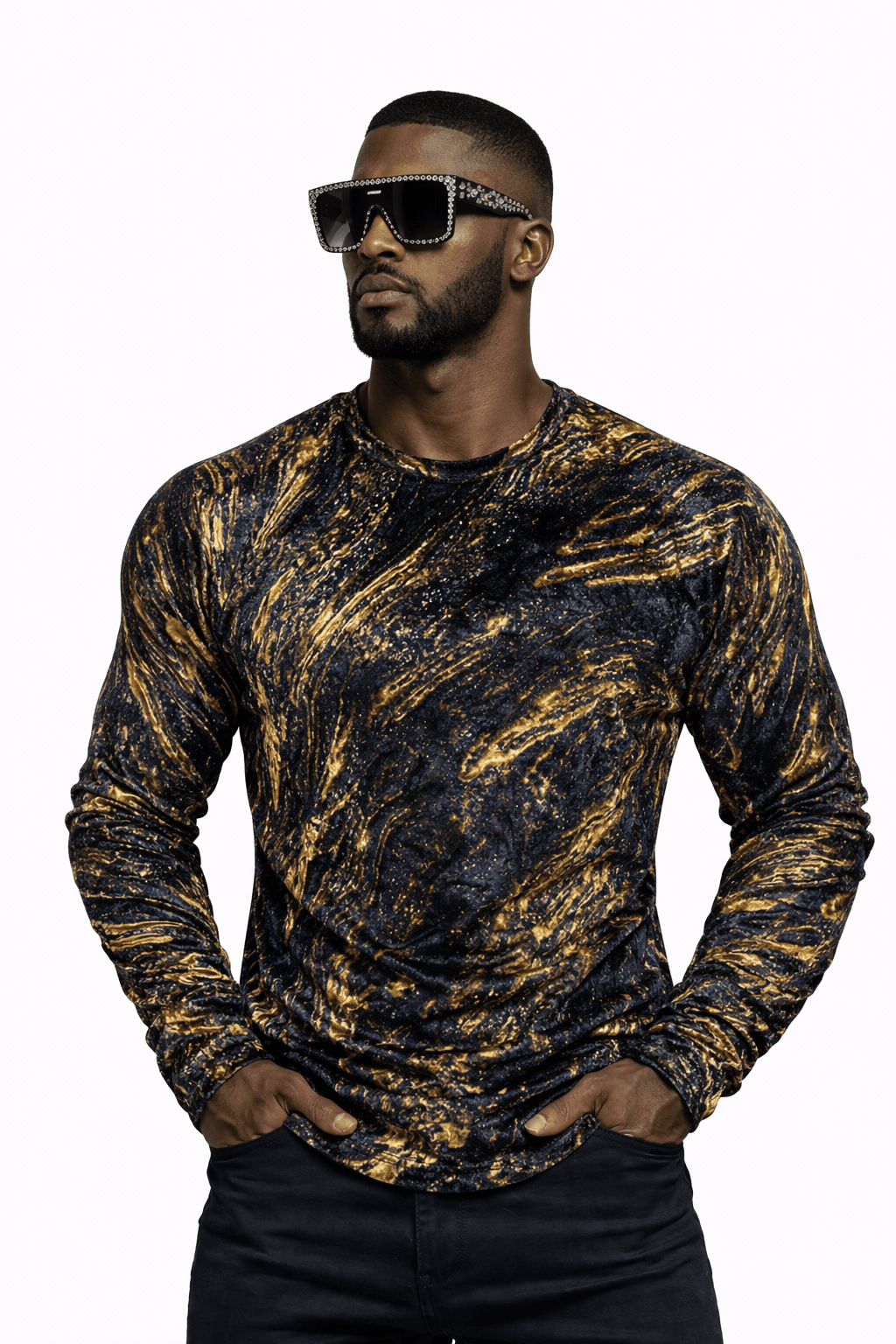 SaeRoz 8 - Velvet Long Sleeves Shirt for Men - Sarman Fashion - Wholesale Clothing Fashion Brand for Men from Canada