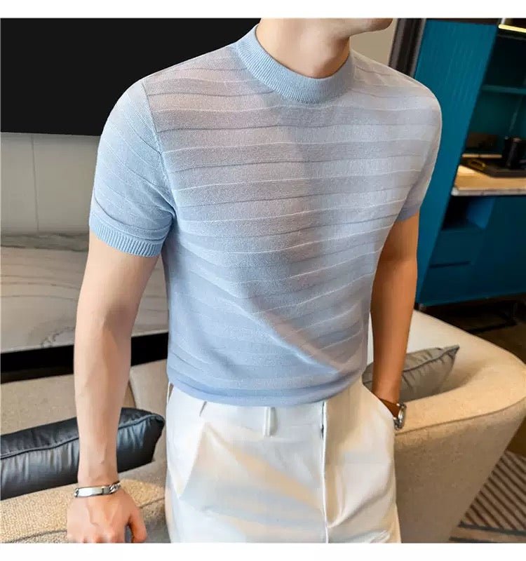 SAN - High Neck T-shirt for Men - Sarman Fashion - Wholesale Clothing Fashion Brand for Men from Canada