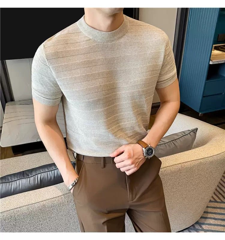 SAN - High Neck T-shirt for Men - Sarman Fashion - Wholesale Clothing Fashion Brand for Men from Canada