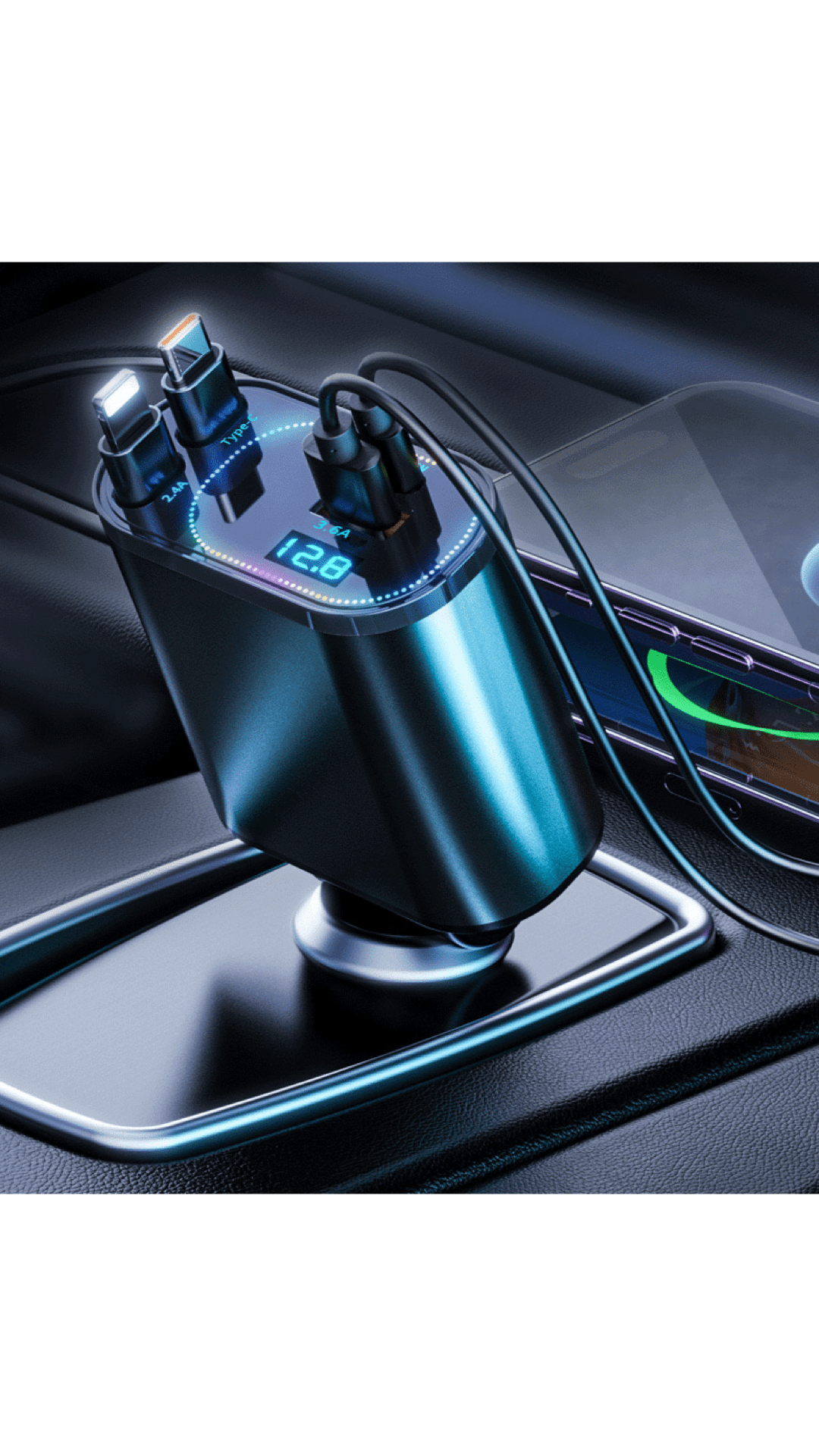 SPGUARD 3 Retractable Car Charger, Retractable Cables and 2 USB Ports Compatible with iPhone 16/15/14/13/12/11/iPad, Galaxy S23/ S22/S10 - Sarman Fashion - Wholesale Clothing Fashion Brand for Men from Canada