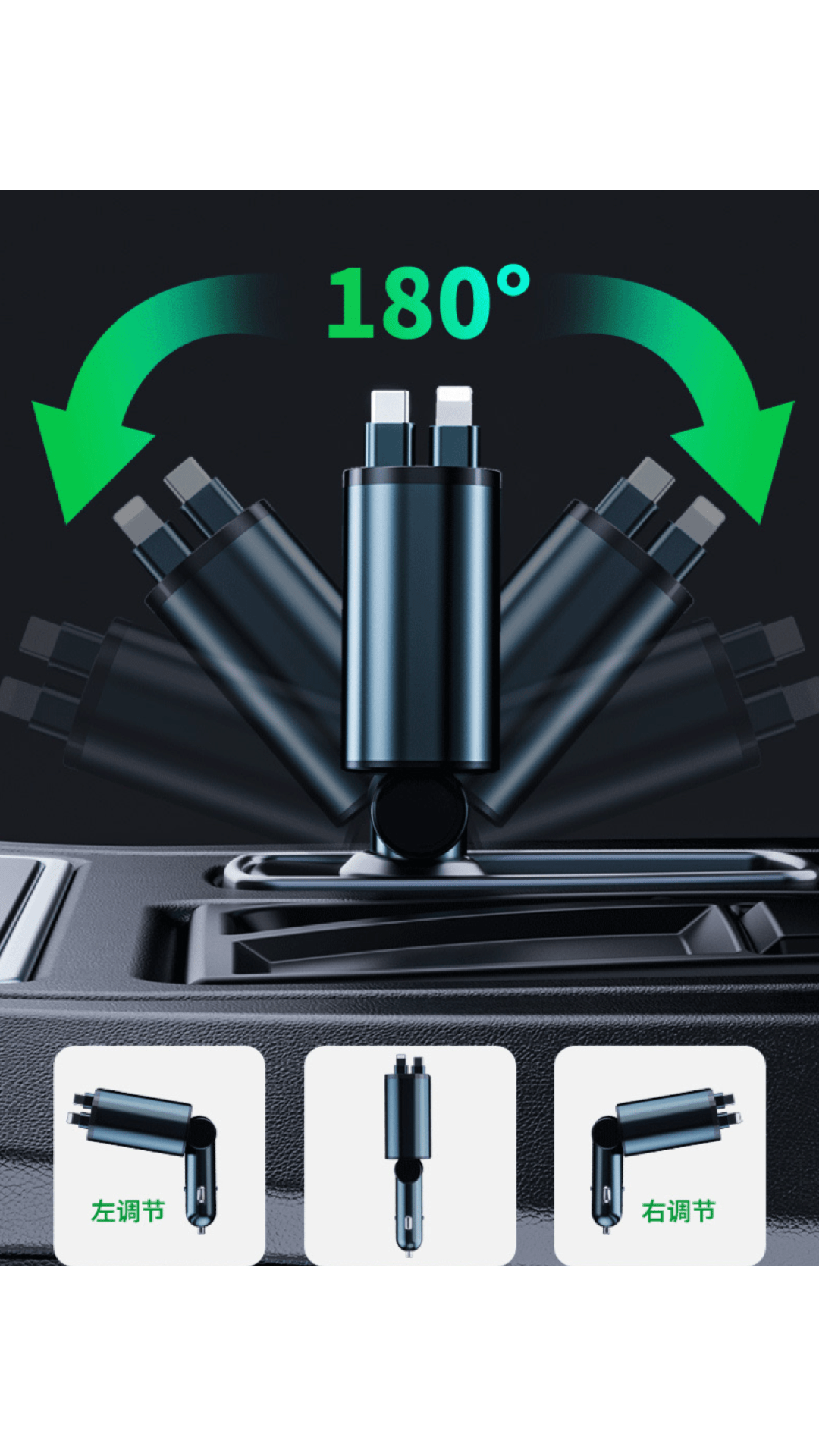 SPGUARD 3 Retractable Car Charger, Retractable Cables and 2 USB Ports Compatible with iPhone 16/15/14/13/12/11/iPad, Galaxy S23/ S22/S10 - Sarman Fashion - Wholesale Clothing Fashion Brand for Men from Canada