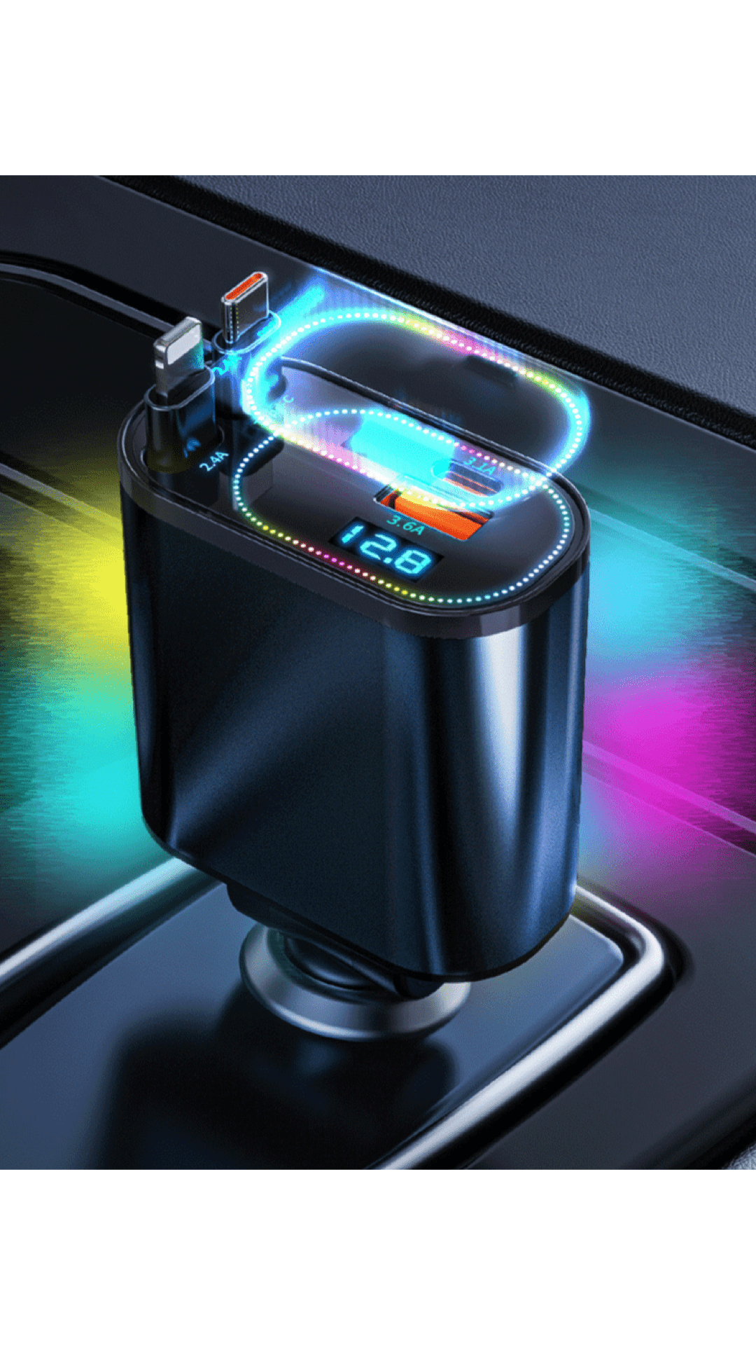 SPGUARD 3 Retractable Car Charger, Retractable Cables and 2 USB Ports Compatible with iPhone 16/15/14/13/12/11/iPad, Galaxy S23/ S22/S10 - Sarman Fashion - Wholesale Clothing Fashion Brand for Men from Canada