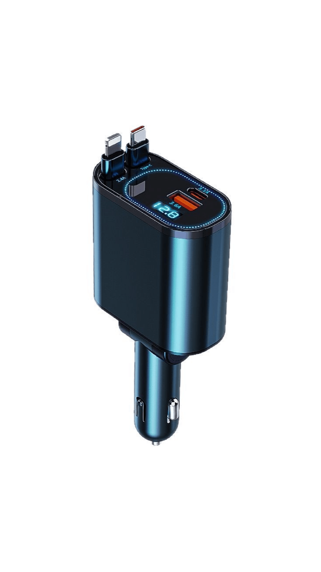 SPGUARD 3 Retractable Car Charger, Retractable Cables and 2 USB Ports Compatible with iPhone 16/15/14/13/12/11/iPad, Galaxy S23/ S22/S10 - Sarman Fashion - Wholesale Clothing Fashion Brand for Men from Canada