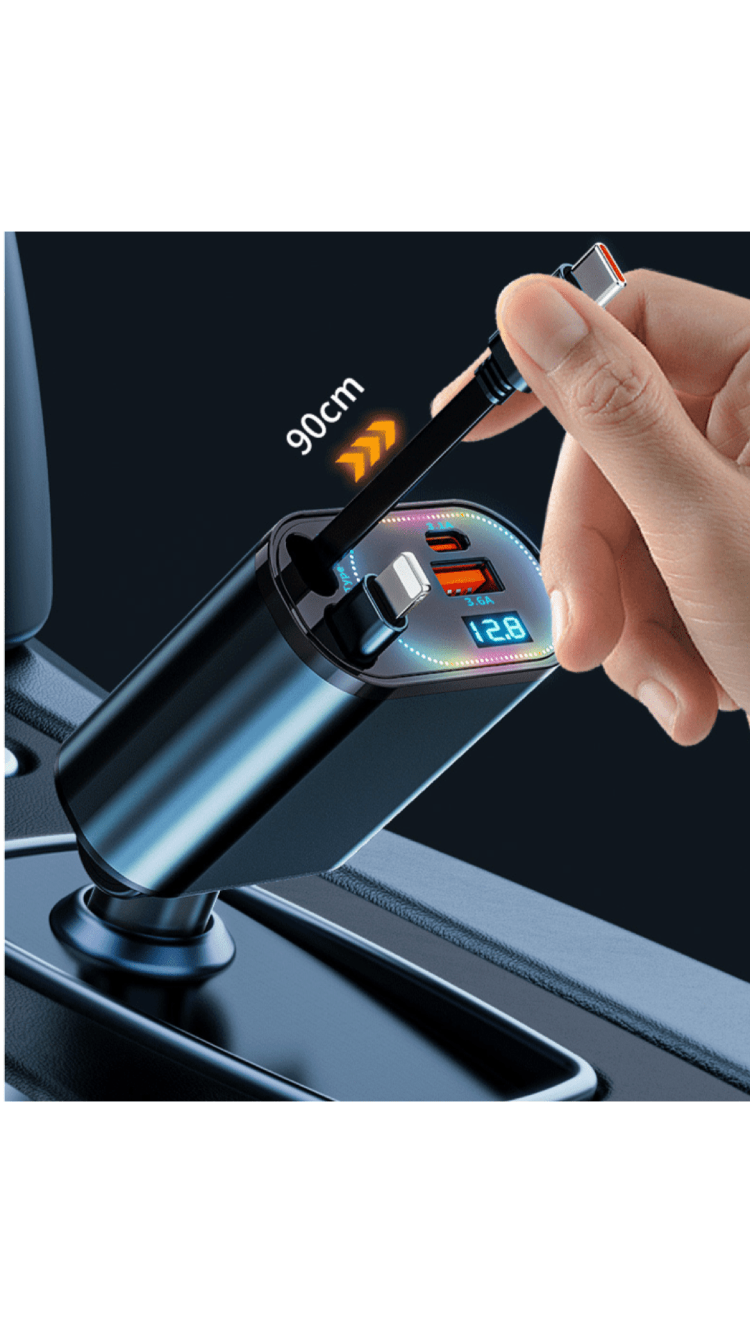 SPGUARD 3 Retractable Car Charger, Retractable Cables and 2 USB Ports Compatible with iPhone 16/15/14/13/12/11/iPad, Galaxy S23/ S22/S10 - Sarman Fashion - Wholesale Clothing Fashion Brand for Men from Canada