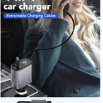 SPGUARD Retractable Car Charger, 66W Fast Car Phone Charge Type C, Retractable Cables and 2 USB Ports Car Charger Adapter, Compatible with iPhone 15/14/13/12/11/iPad, Galaxy S23/ S22/S10 - Sarman Fashion - Wholesale Clothing Fashion Brand for Men from Canada