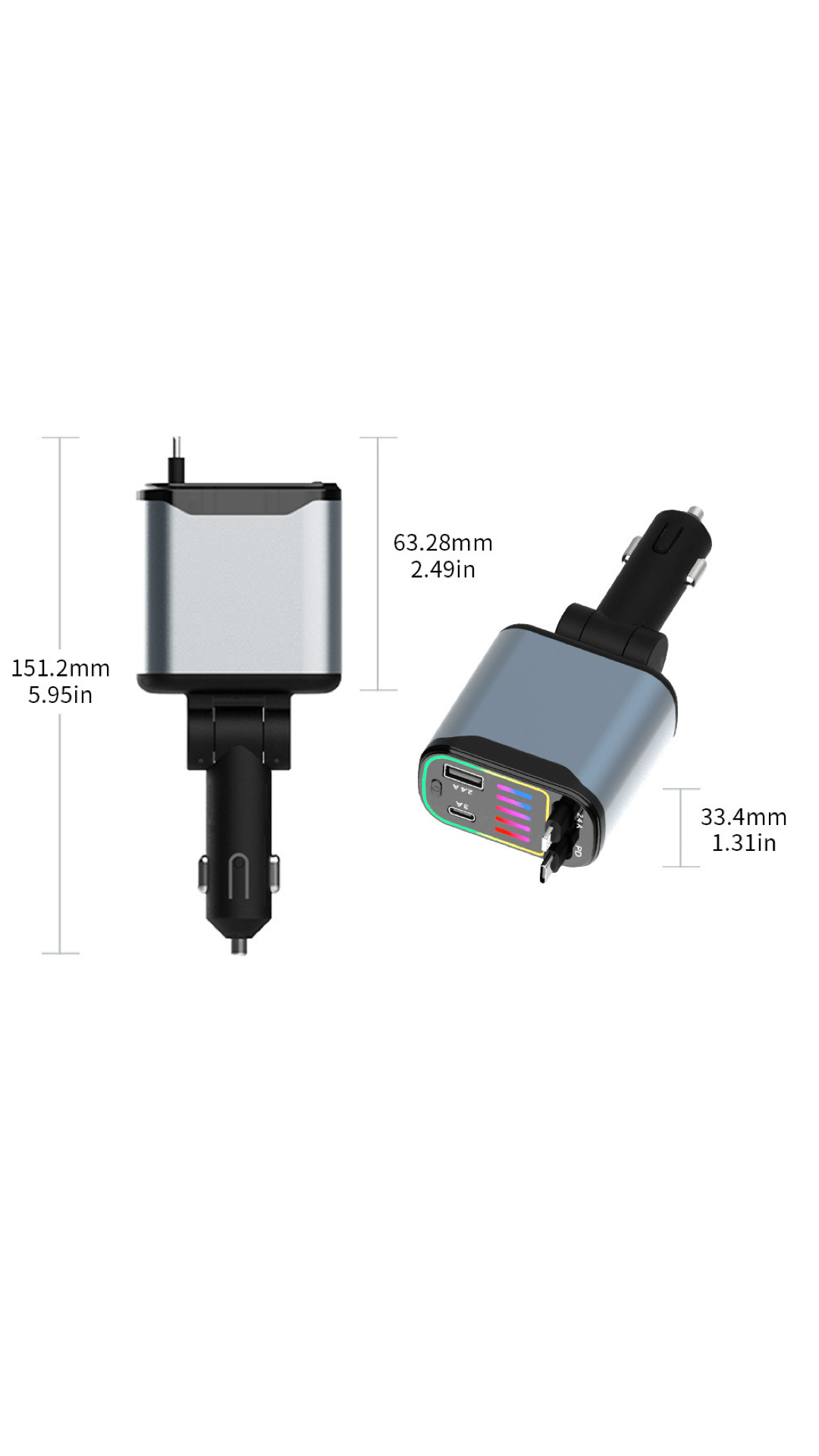 SPGUARD Retractable Car Charger, Retractable Cables and 2 USB Ports Compatible with iPhone 16/15/14/13/12/11/iPad, Galaxy S23/ S22/S10 - Sarman Fashion - Wholesale Clothing Fashion Brand for Men from Canada