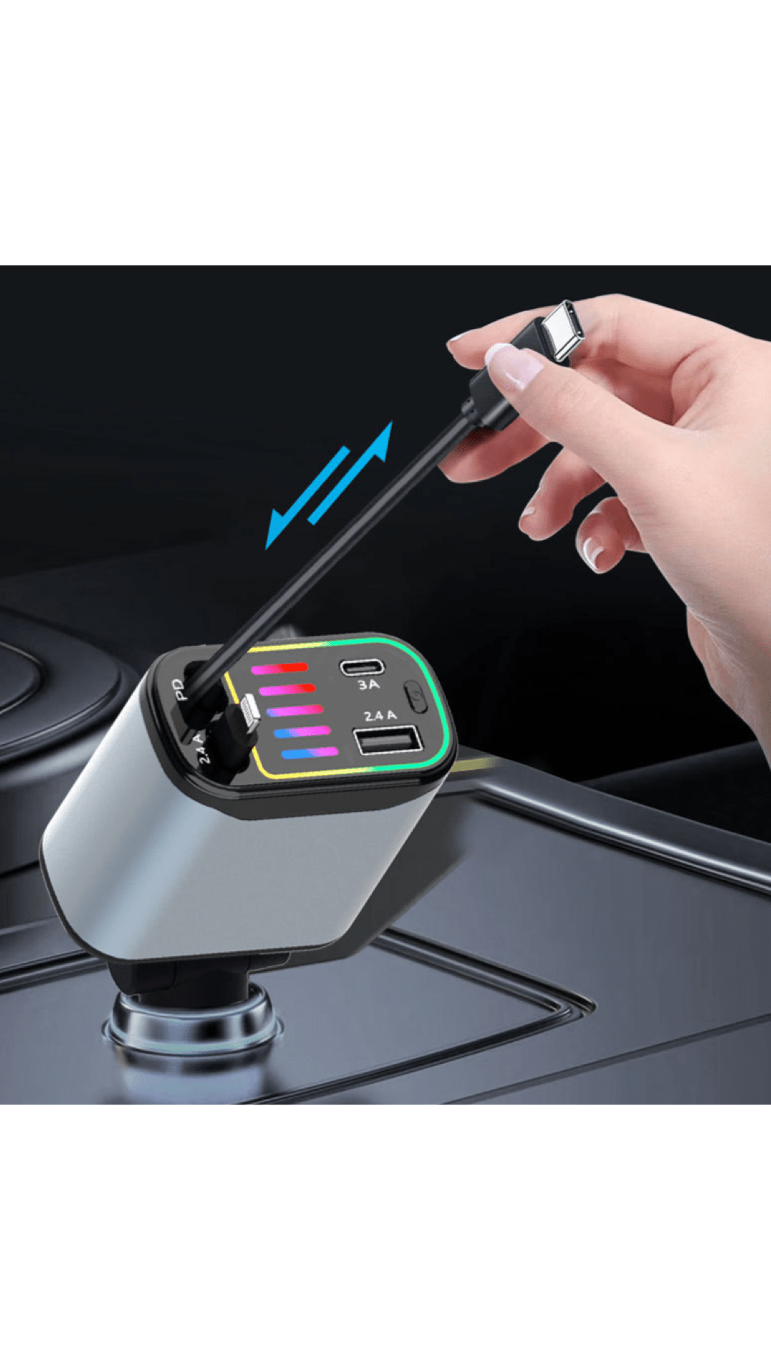 SPGUARD Retractable Car Charger, Retractable Cables and 2 USB Ports Compatible with iPhone 16/15/14/13/12/11/iPad, Galaxy S23/ S22/S10 - Sarman Fashion - Wholesale Clothing Fashion Brand for Men from Canada