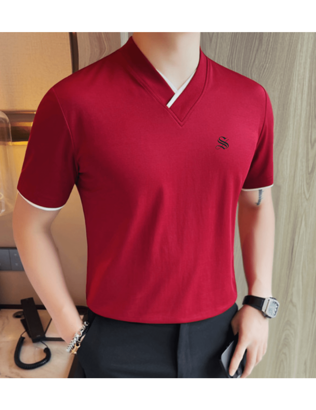 StaffYE - V - Neck T-Shirt for Men - Sarman Fashion - Wholesale Clothing Fashion Brand for Men from Canada
