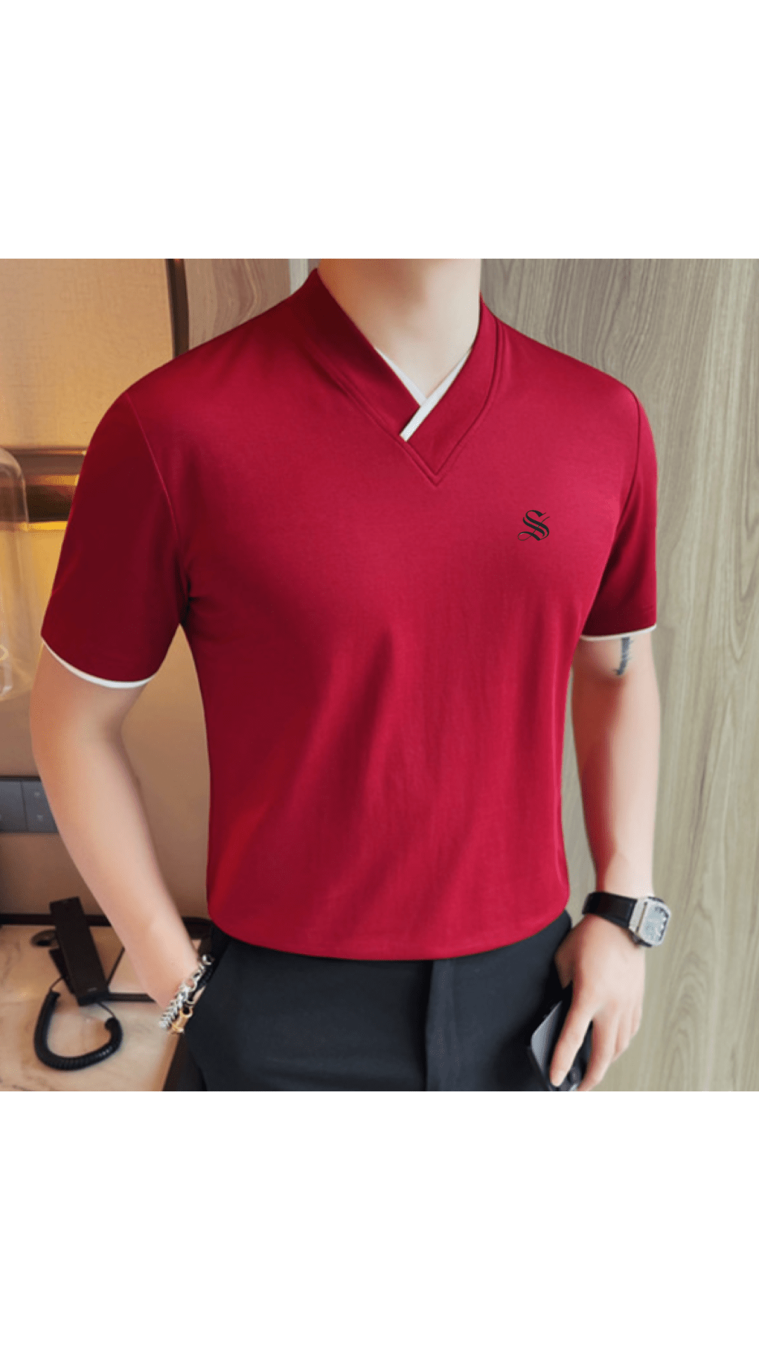 StaffYE - V - Neck T-Shirt for Men - Sarman Fashion - Wholesale Clothing Fashion Brand for Men from Canada