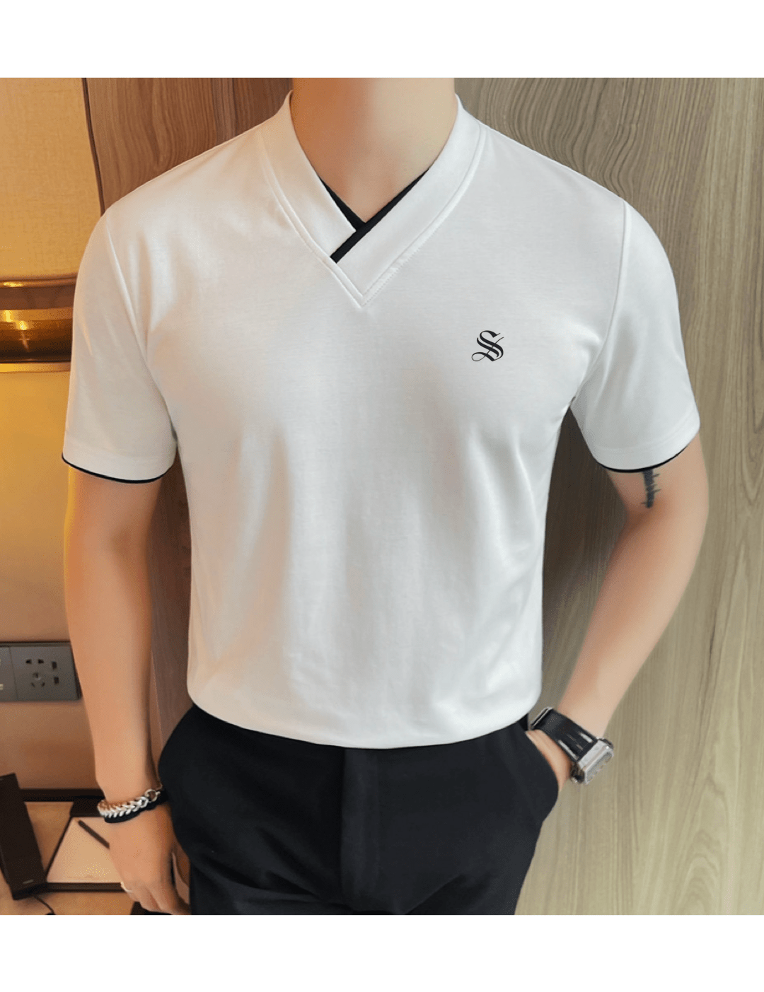 StaffYE - V - Neck T-Shirt for Men - Sarman Fashion - Wholesale Clothing Fashion Brand for Men from Canada