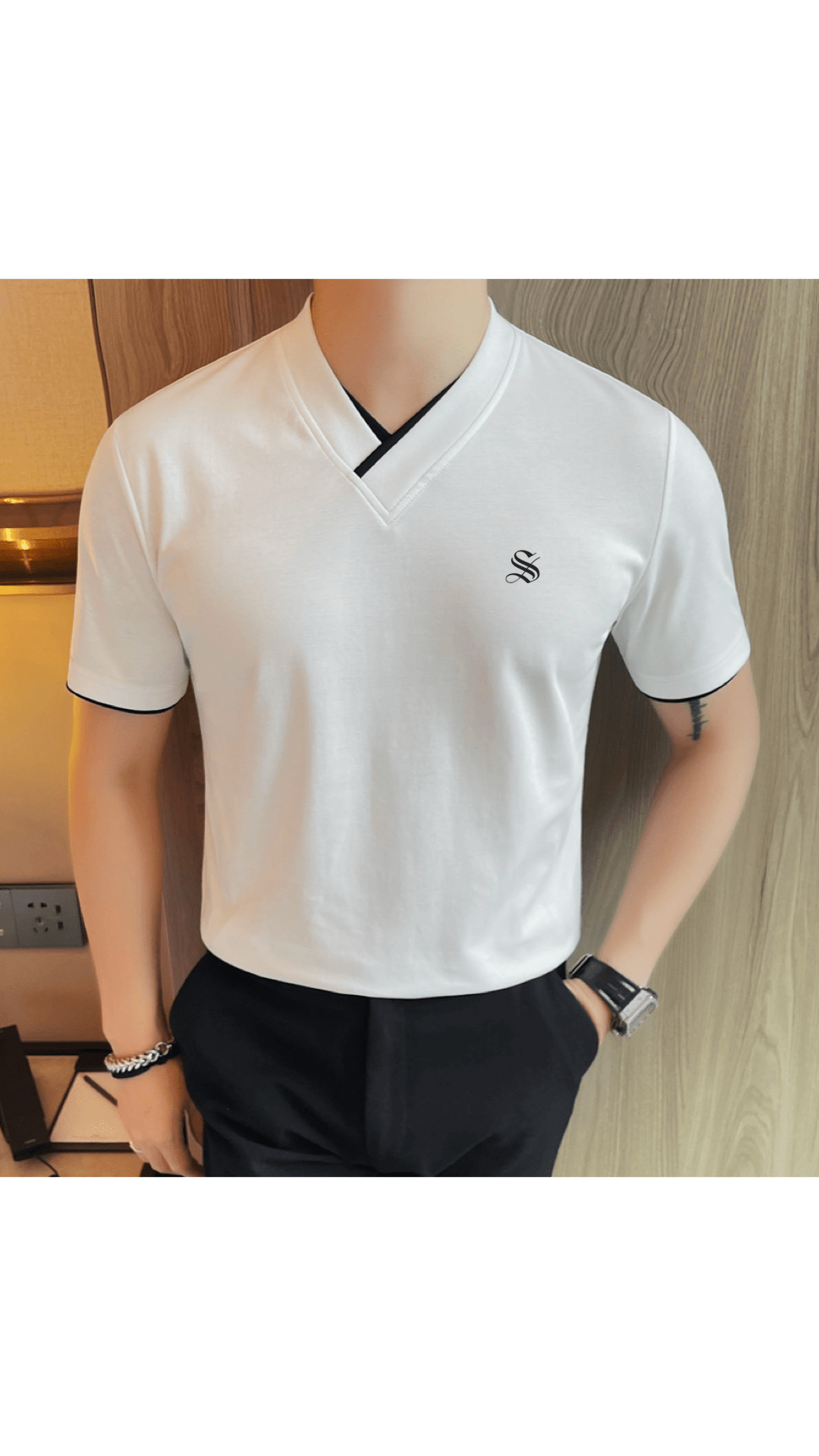 StaffYE - V - Neck T-Shirt for Men - Sarman Fashion - Wholesale Clothing Fashion Brand for Men from Canada