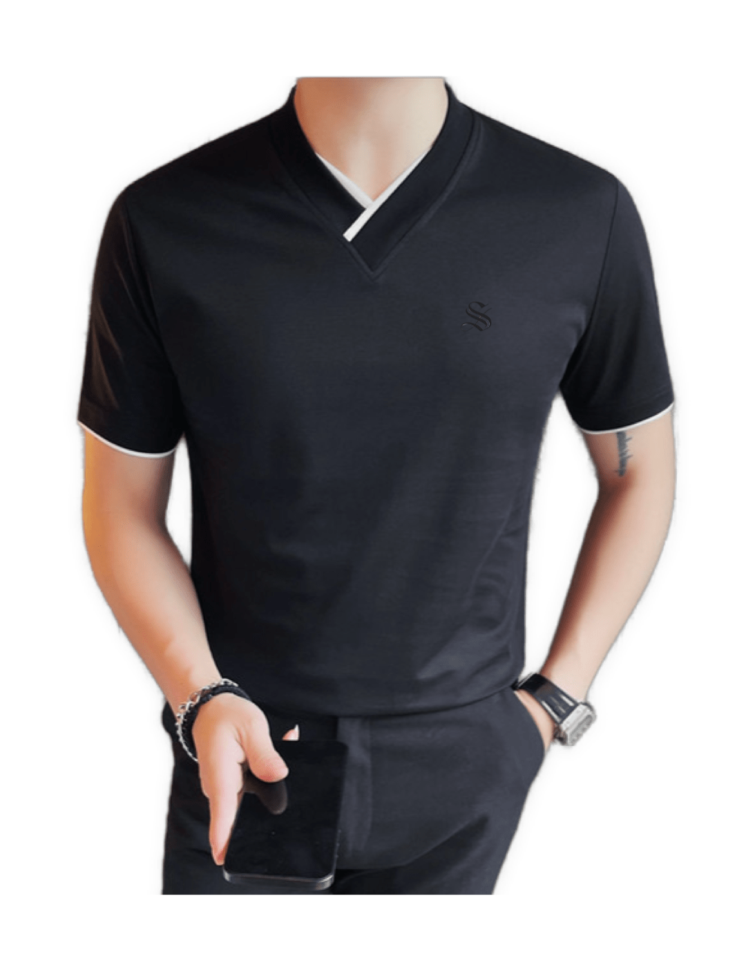 StaffYE - V - Neck T-Shirt for Men - Sarman Fashion - Wholesale Clothing Fashion Brand for Men from Canada