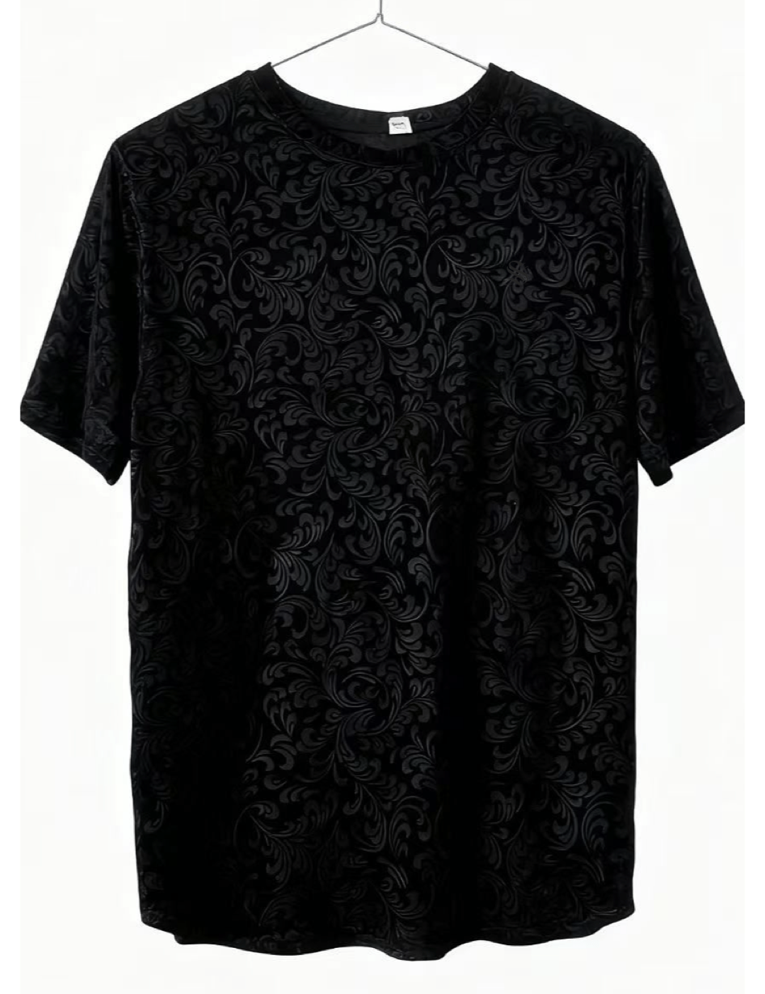Streetwear G - Premium Black Velvet Pattern T-Shirt – Luxury Comfort & Style - Sarman Fashion - Wholesale Clothing Fashion Brand for Men from Canada