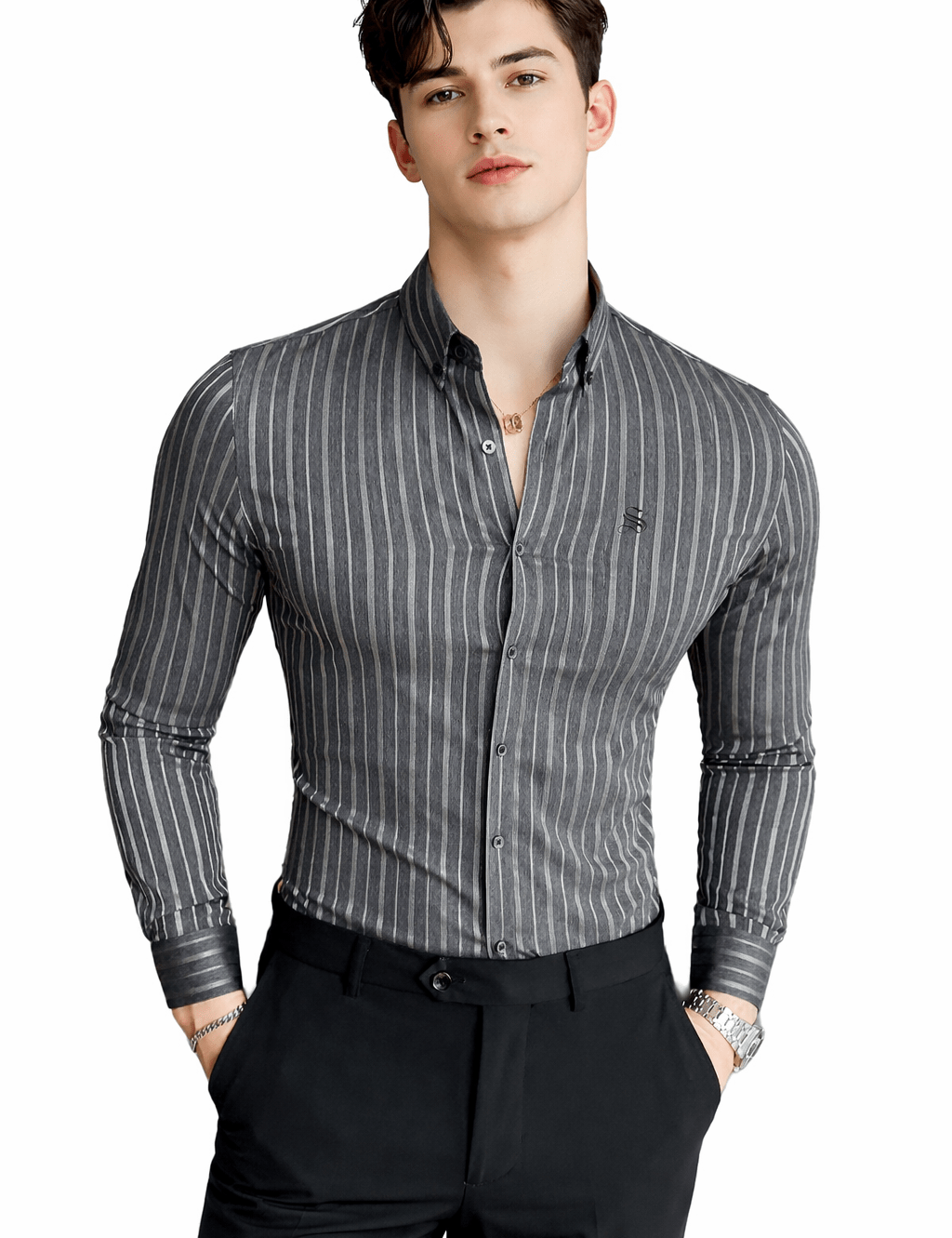 StripDragon 22 - Long Sleeves Shirt for Men - Sarman Fashion - Wholesale Clothing Fashion Brand for Men from Canada