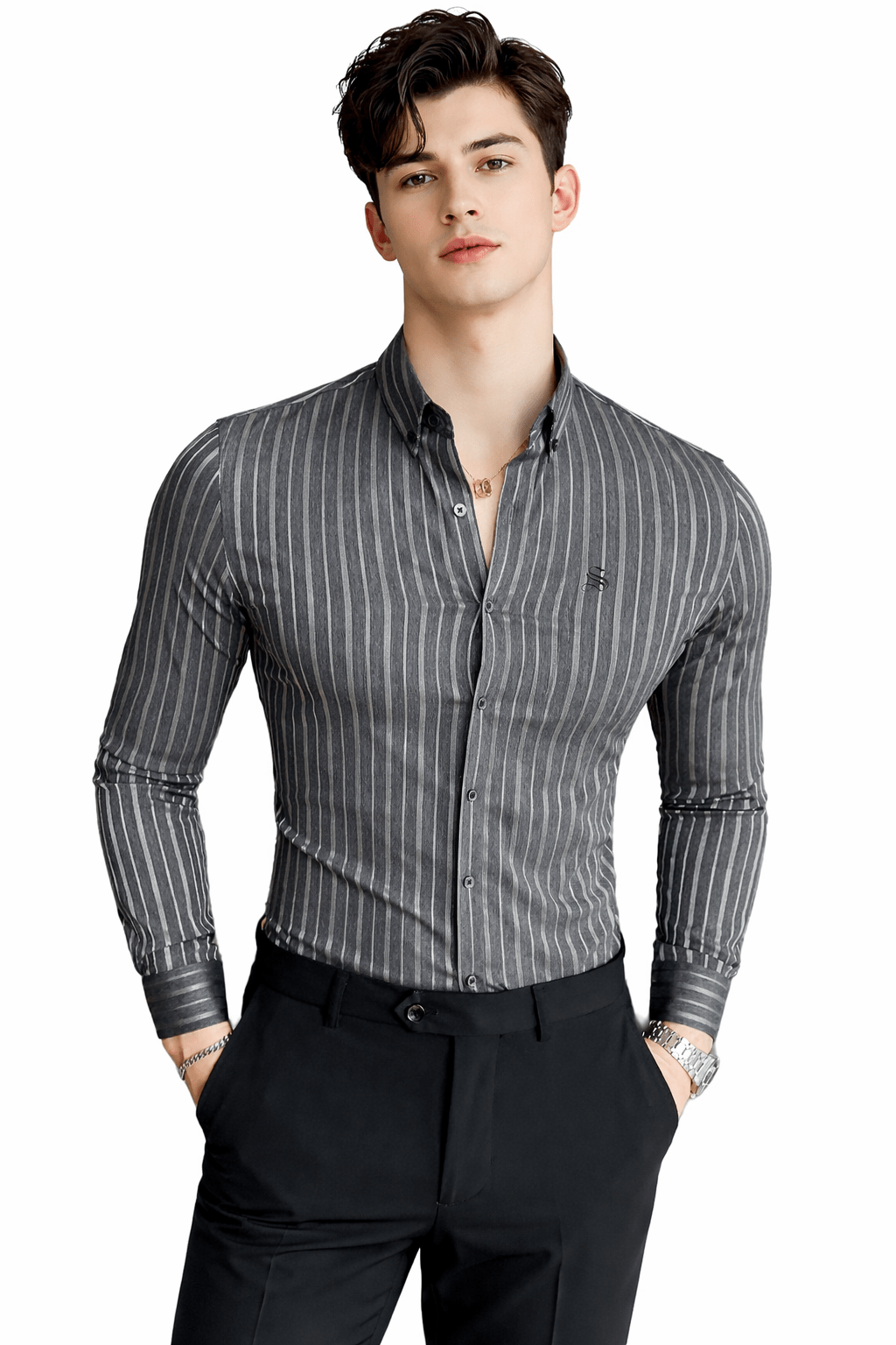 StripDragon 22 - Long Sleeves Shirt for Men - Sarman Fashion - Wholesale Clothing Fashion Brand for Men from Canada