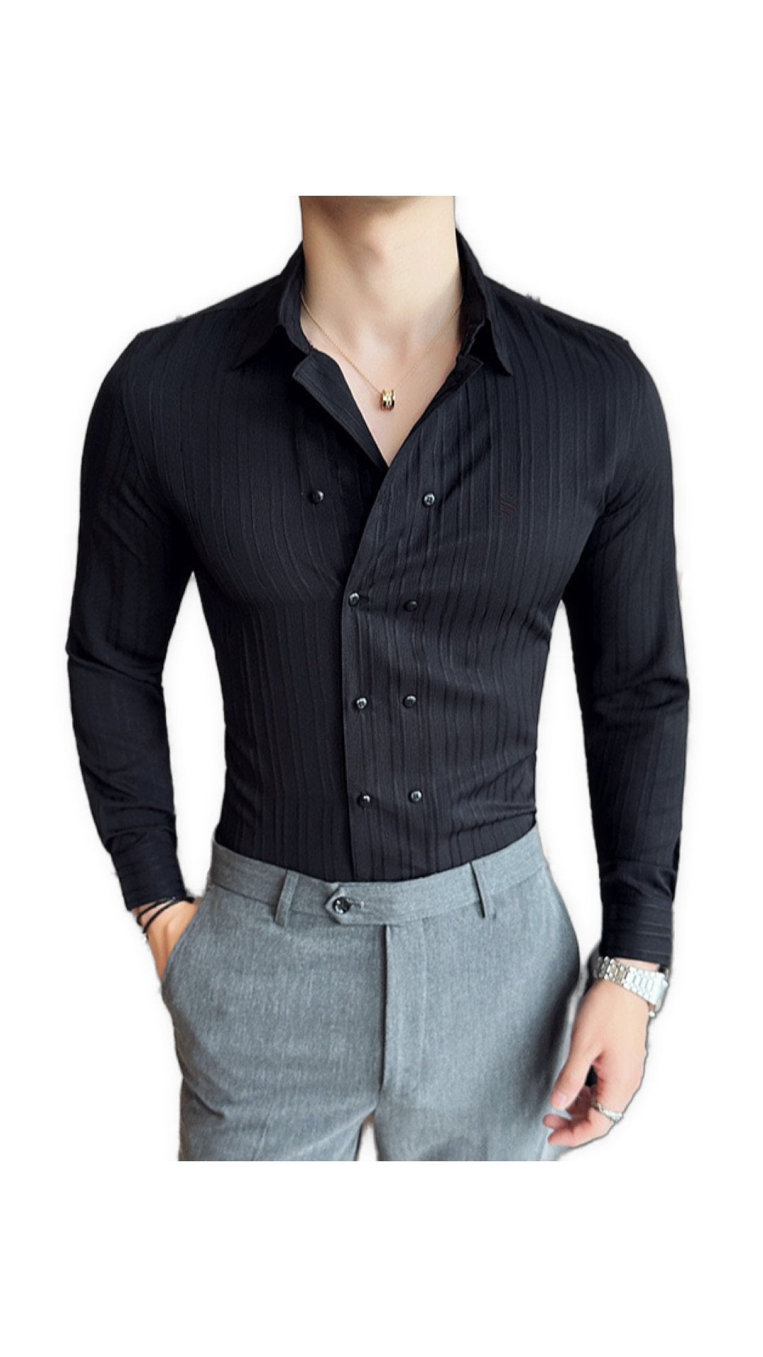 StripDragon 4 - Long Sleeves Shirt for Men - Sarman Fashion - Wholesale Clothing Fashion Brand for Men from Canada