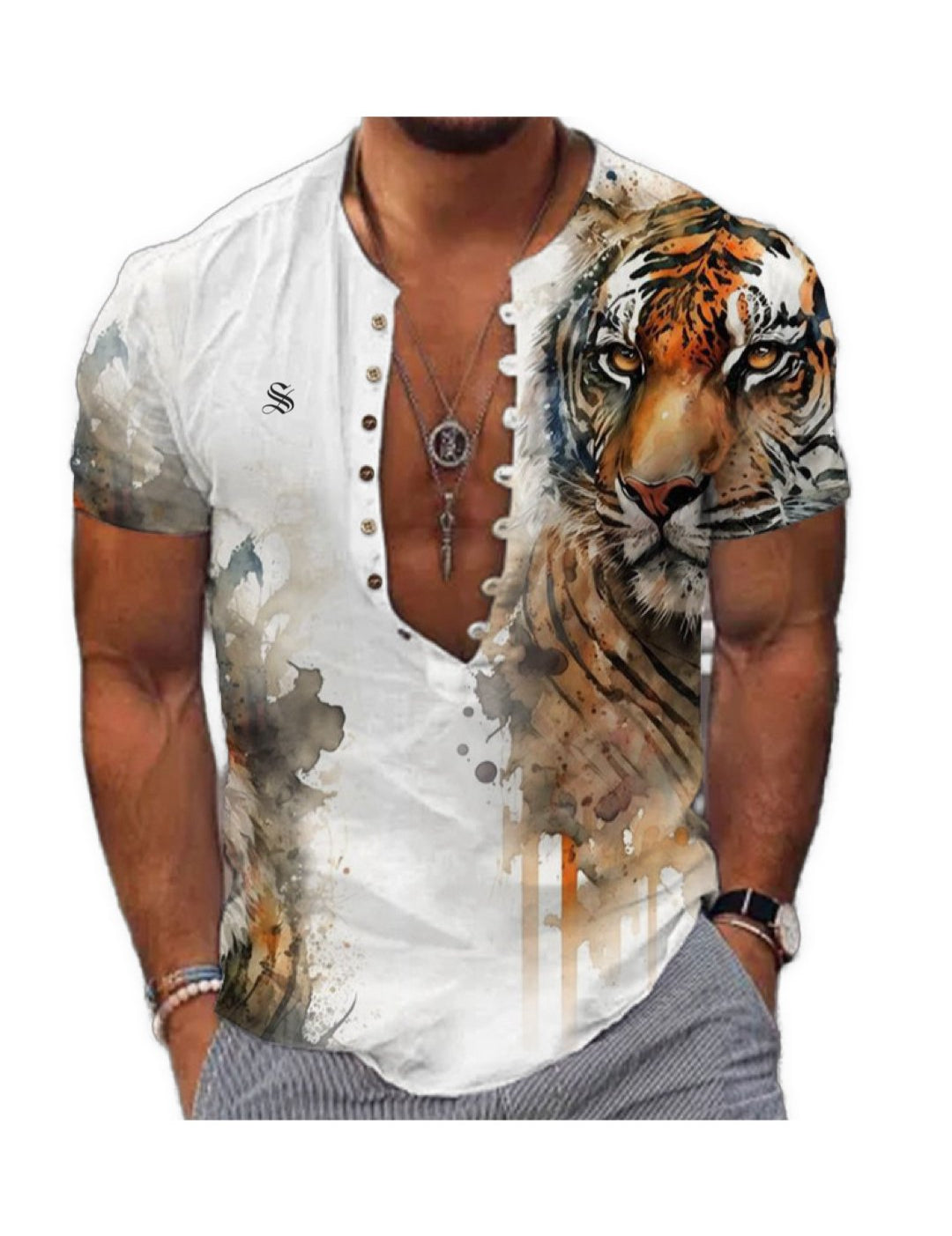 Tigoo - V - Neck T - Shirt for Men - Sarman Fashion - Wholesale Clothing Fashion Brand for Men from Canada