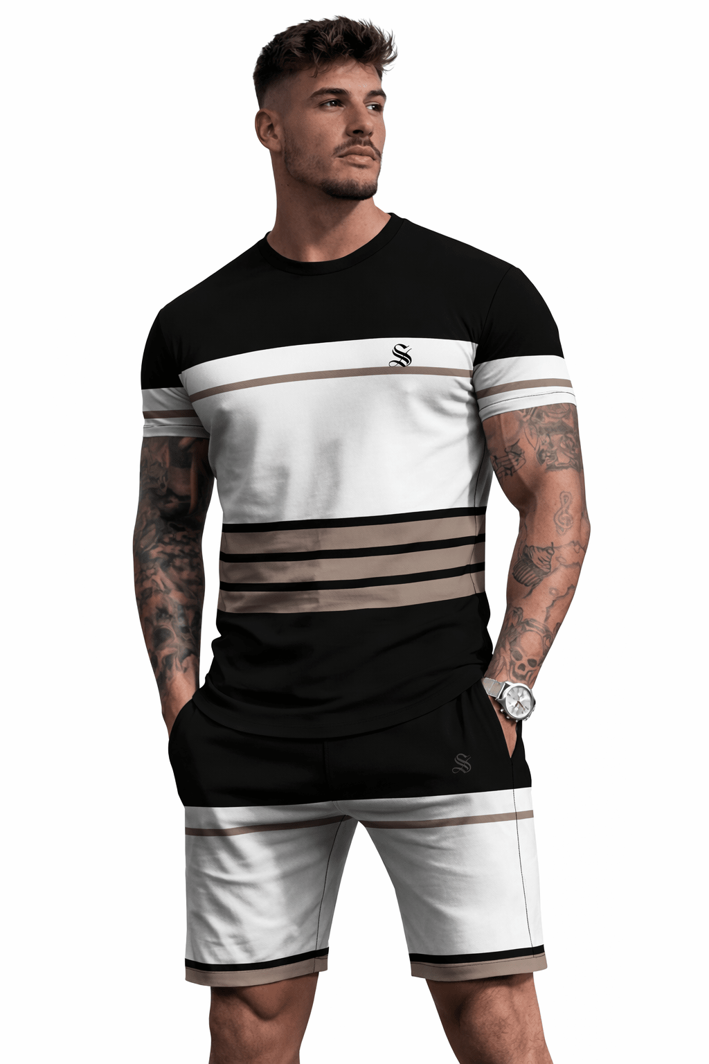 Tonal 5 - Complete Set T-Shirt & Shorts for Men - Sarman Fashion - Wholesale Clothing Fashion Brand for Men from Canada