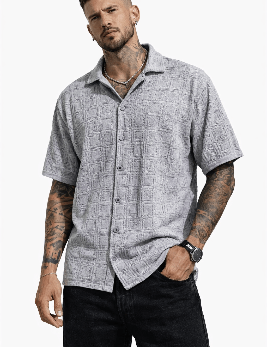 TRIO - Short Sleeves Shirt for Men - Sarman Fashion - Wholesale Clothing Fashion Brand for Men from Canada
