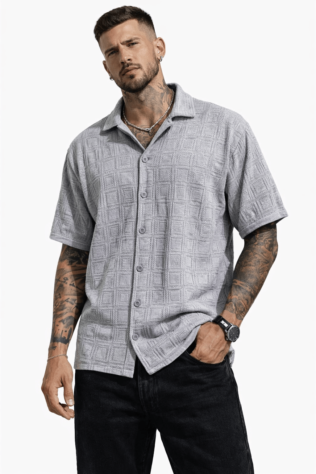 TRIO - Short Sleeves Shirt for Men - Sarman Fashion - Wholesale Clothing Fashion Brand for Men from Canada