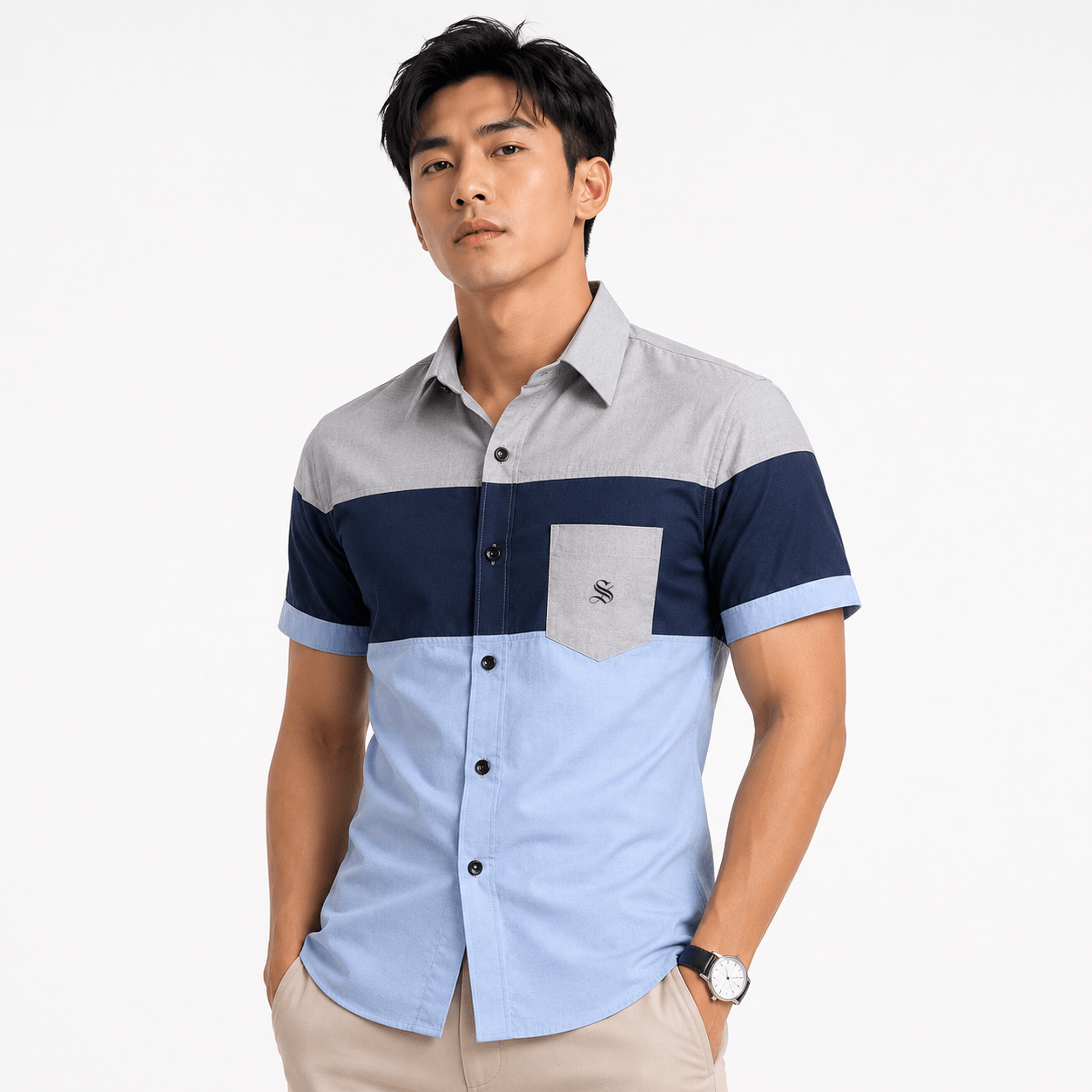 Tulpi - Short Sleeves Shirt for Men - Sarman Fashion - Wholesale Clothing Fashion Brand for Men from Canada
