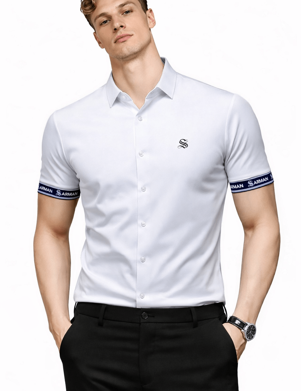 Upgrade Edurto 2 - Short Sleeves Shirt with Straps for Men - Sarman Fashion - Wholesale Clothing Fashion Brand for Men from Canada