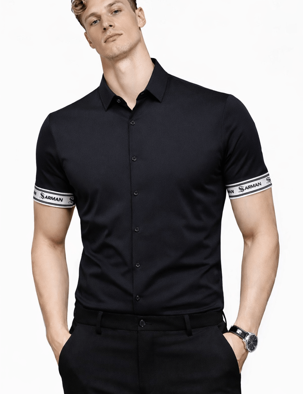 Upgrade Edurto - Short Sleeves Shirt with Straps for Men - Sarman Fashion - Wholesale Clothing Fashion Brand for Men from Canada