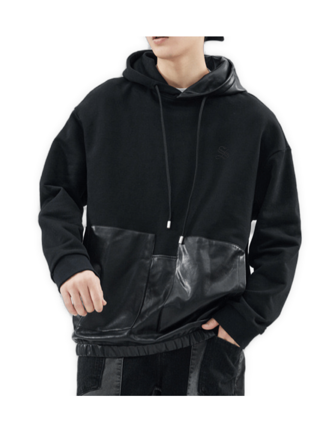 Vaina - Pu Leather Hoodie for Men - Sarman Fashion - Wholesale Clothing Fashion Brand for Men from Canada