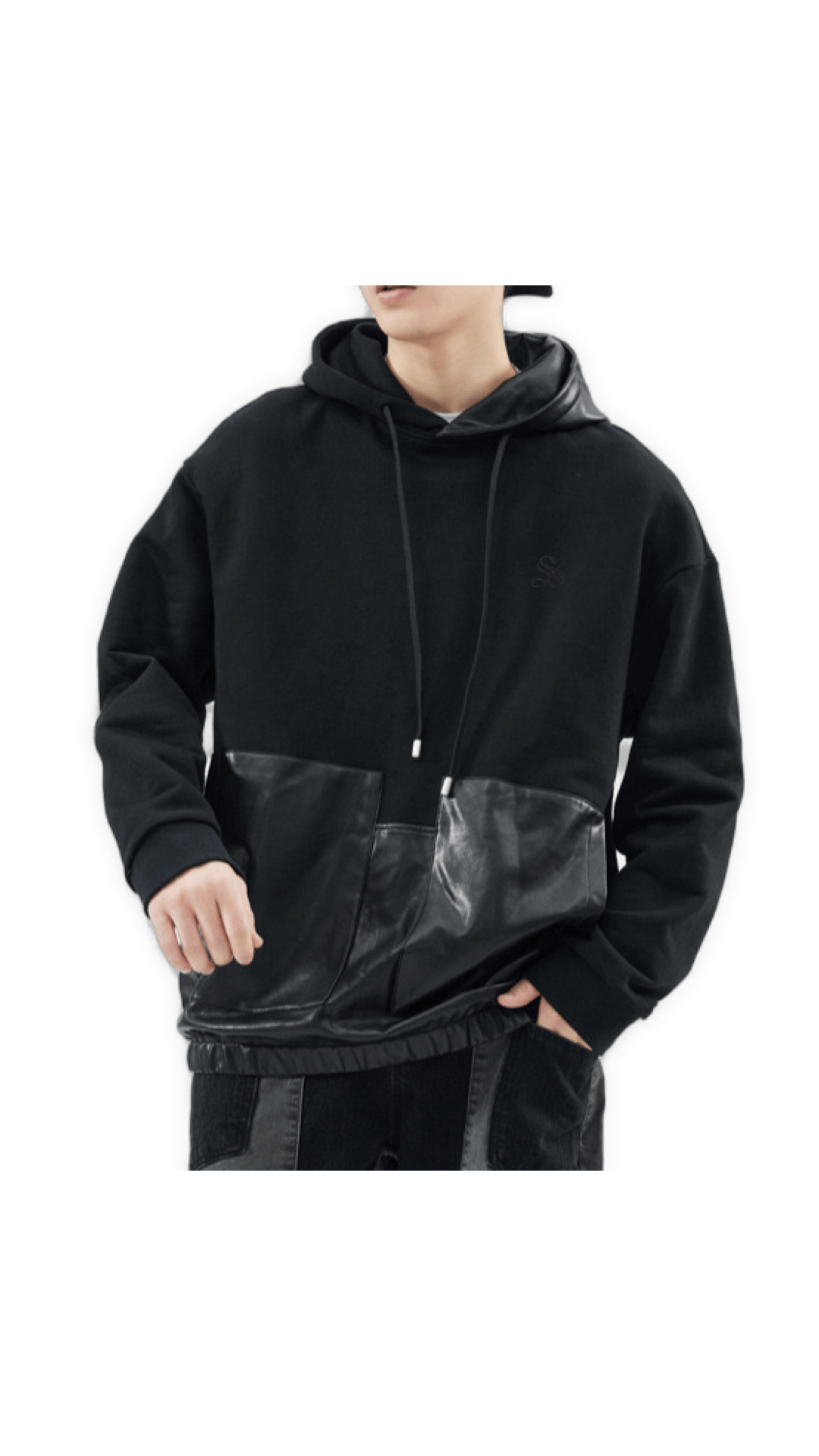 Vaina - Pu Leather Hoodie for Men - Sarman Fashion - Wholesale Clothing Fashion Brand for Men from Canada